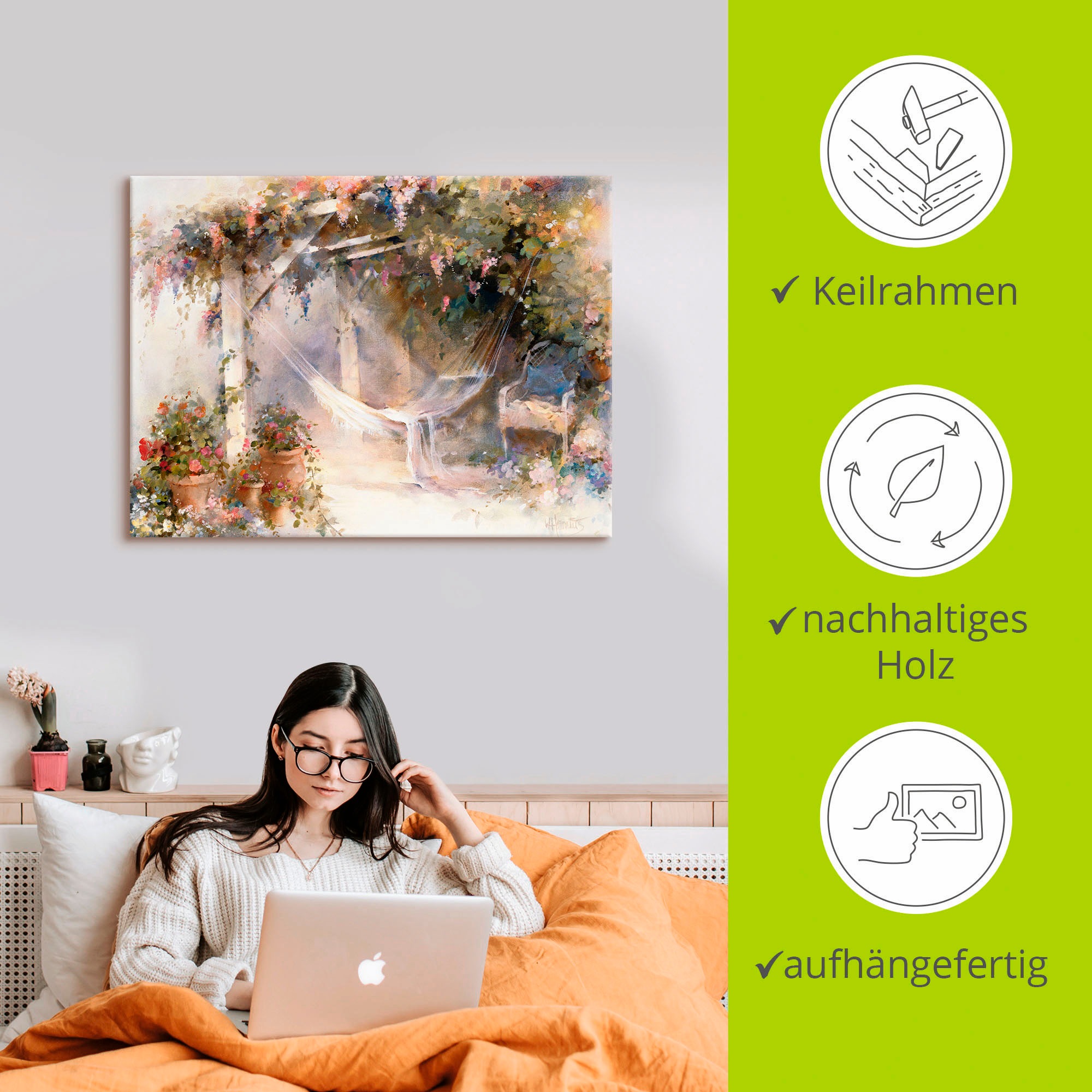 Artland Leinwandbild »Terrasse« Garten 1 Stk. tlg. auf Holzrahmen gespannt