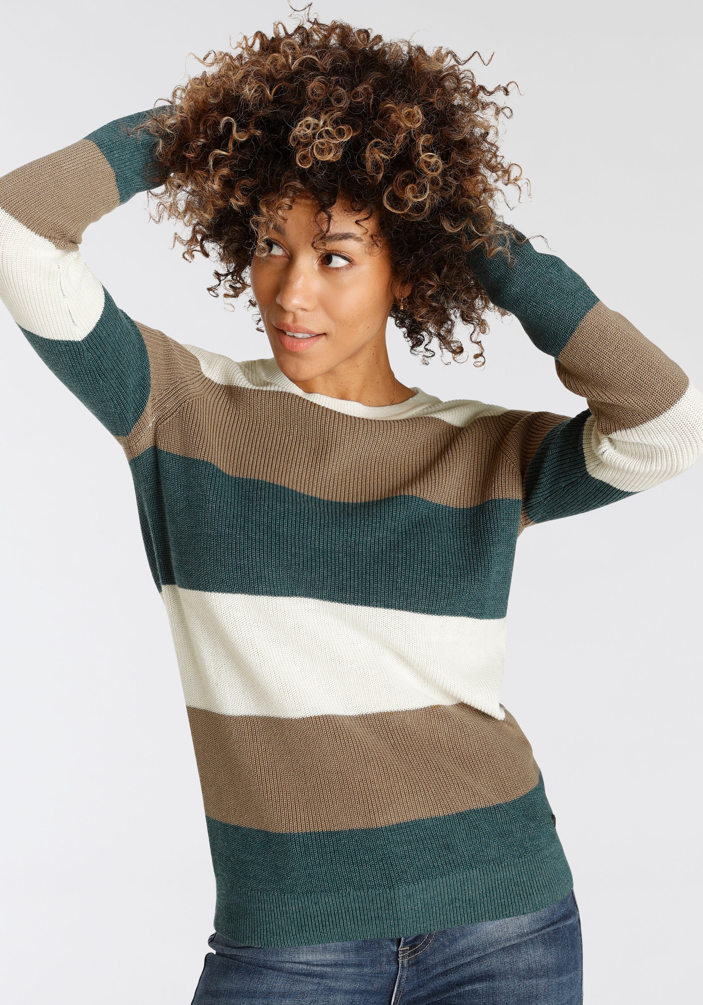 H.I.S Strickpullover in Streifenoptik mit Rundhalsausschnitt