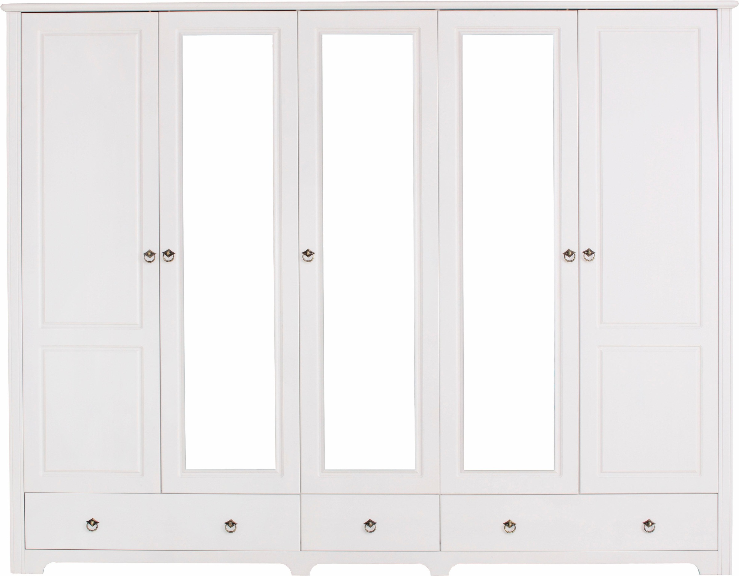 Home affaire Kleiderschrank »Hugo«, (3 Breiten: 106/200/245 cm H/T ca. 190/58 cm), aus massiver Kiefer im Landhausstil, mit Spiegel