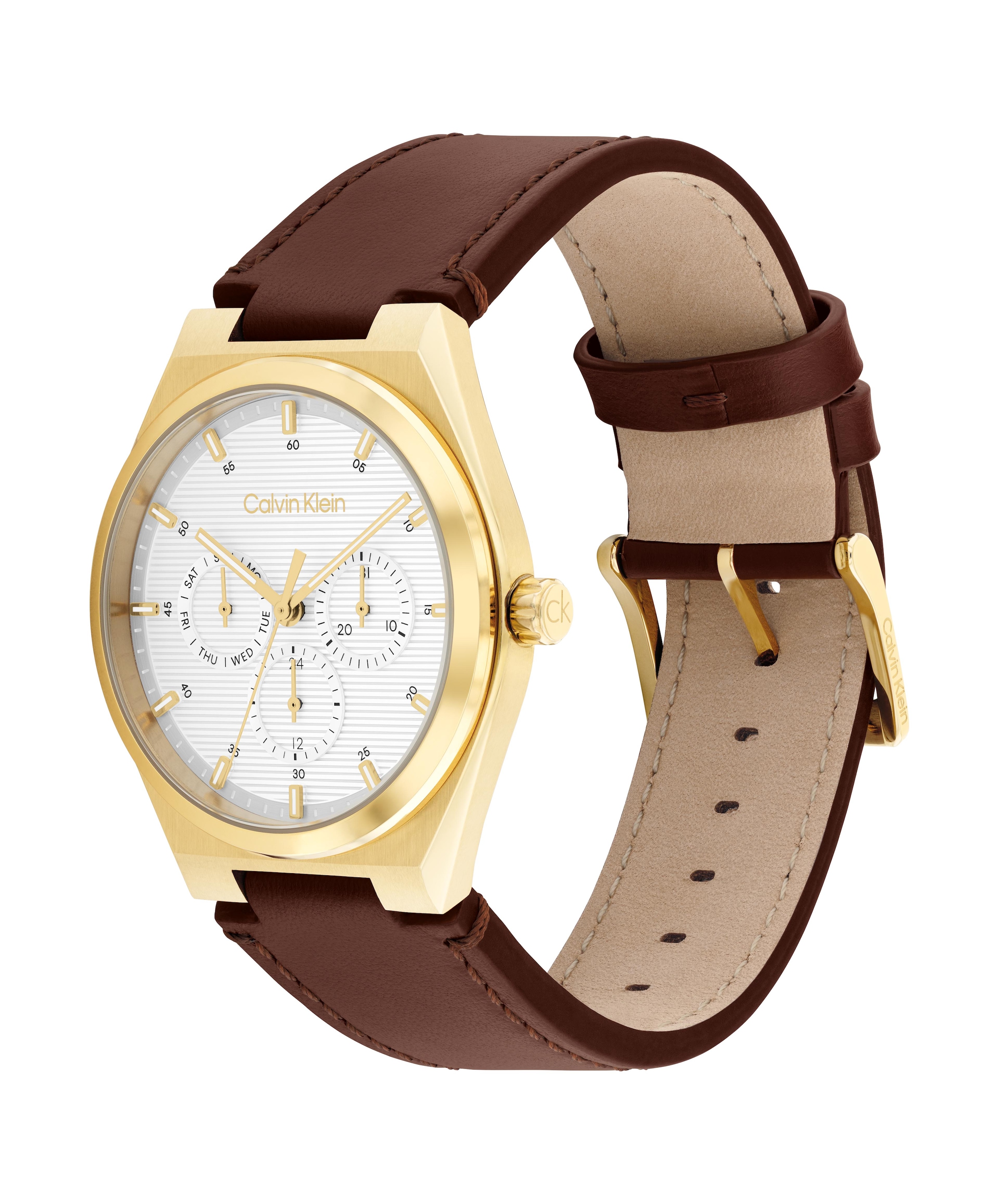 Calvin Klein Multifunktionsuhr »CK MOTION« Quarzuhr, Armbanduhr, Damenuhr, Herrenuhr, Lederarmband, analog