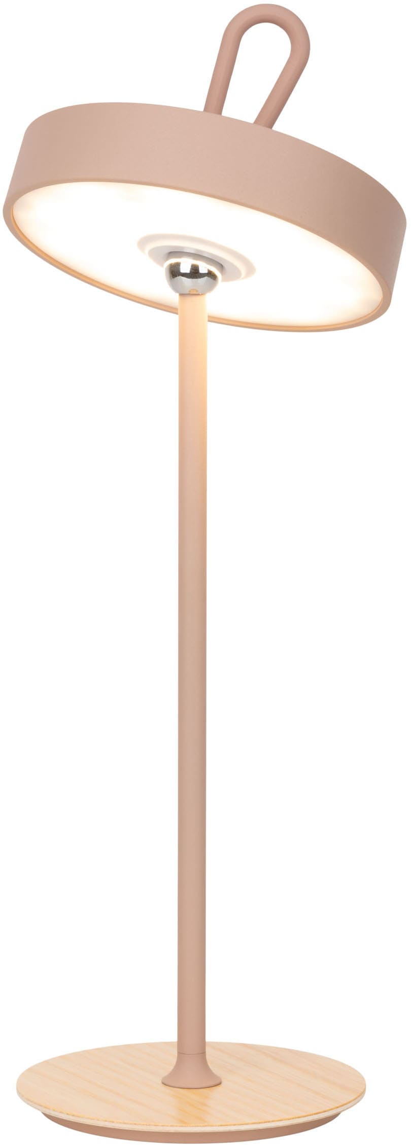 my home LED Tischleuchte »Charmont mit Holzfuß, abnehmbares Kopfteil als Hängeleuchte verwendbar« LED-Modul 1 Stk. Warmweiß aufladbar, inkl Akku + USB Kabel, Kopfteil magnetisch, abnehmbar, Holz