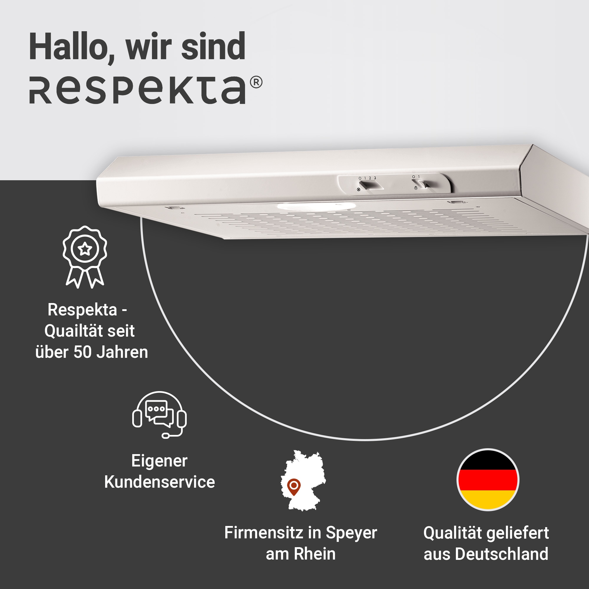 RESPEKTA Unterbauhaube »DH 620«, 60 cm, 3 Leistungsstufen, LED-Beleuchtung, Ab- und Umluftfähig