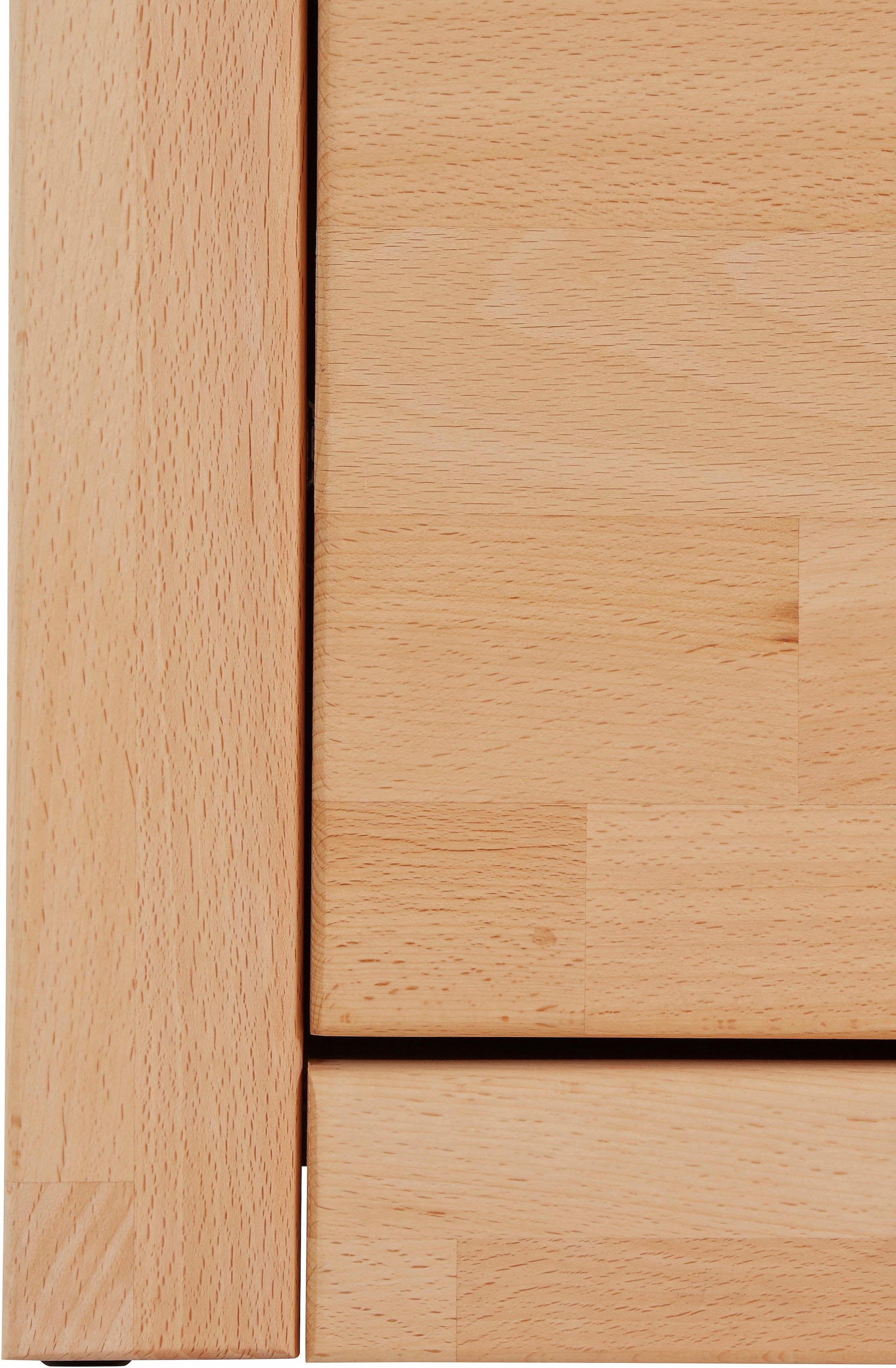 Home affaire Sideboard »Ribe,130cm breit, Fronten Massivholz,7 Fächer«, Holz massiv, Holzwerkstoff, Metall Griffe,3 Türen