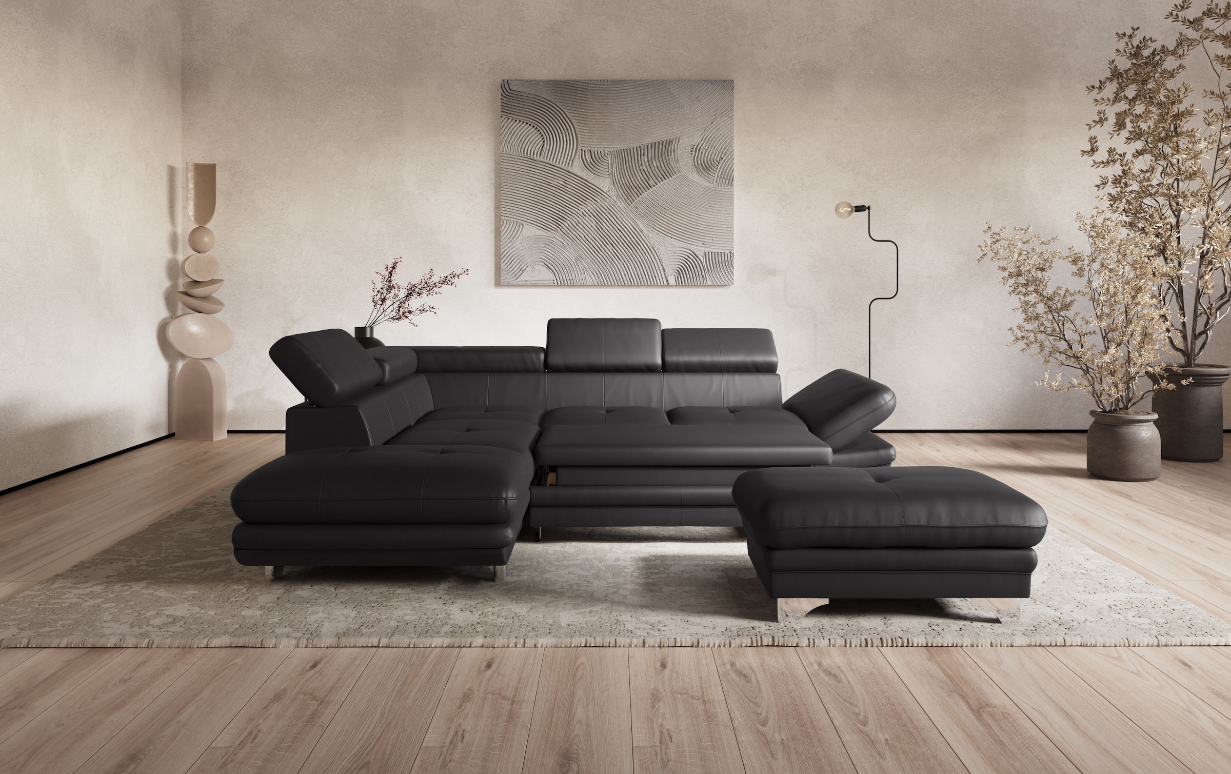 COTTA Ecksofa »Enterprise L-Form«, mit Arm- & Kopfteilverstellung, wahlweise mit Bettfunktion