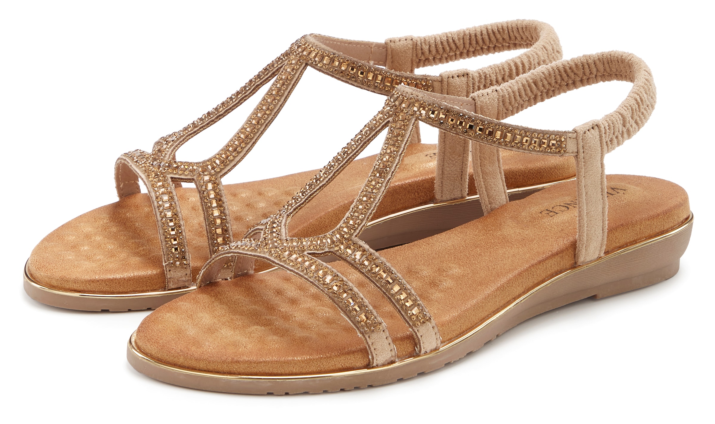 Vivance Sandale »Sandalette, Sommerschuh,«  mit Glitzer Verzierungen und elastischen Riemchen