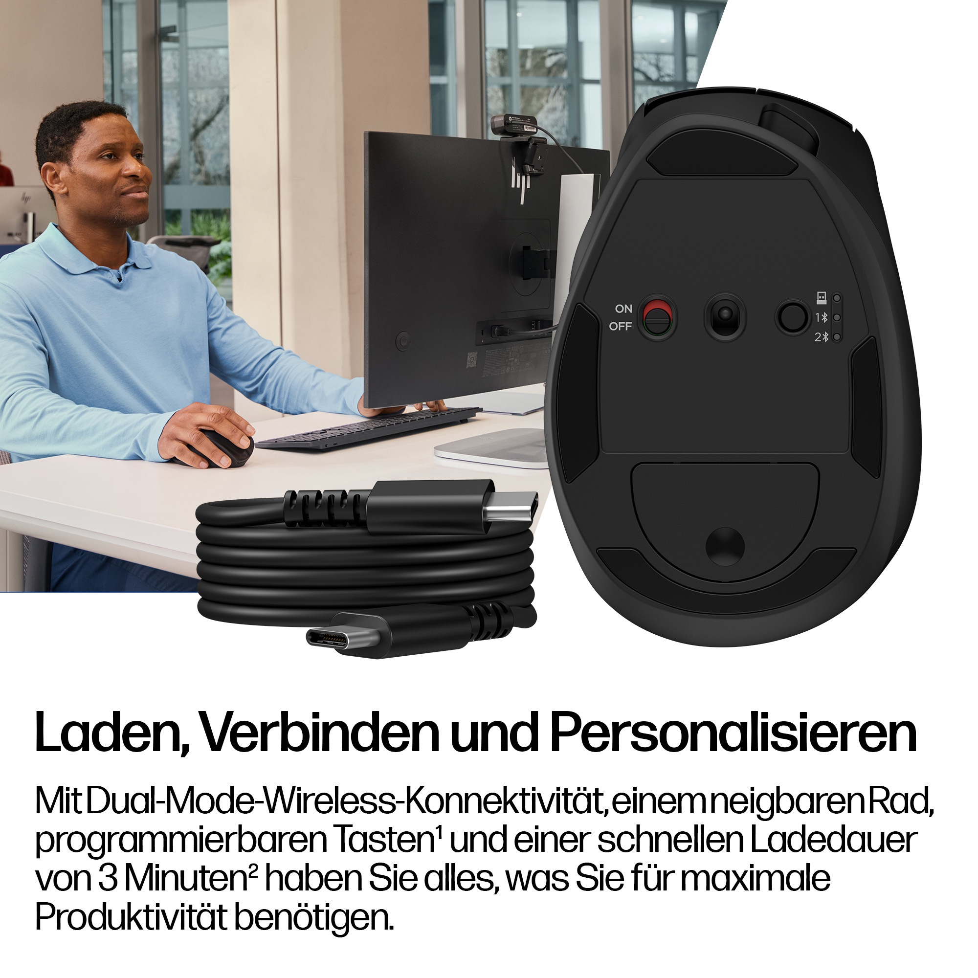 HP ergonomische Maus »720M« Bluetooth | Funk