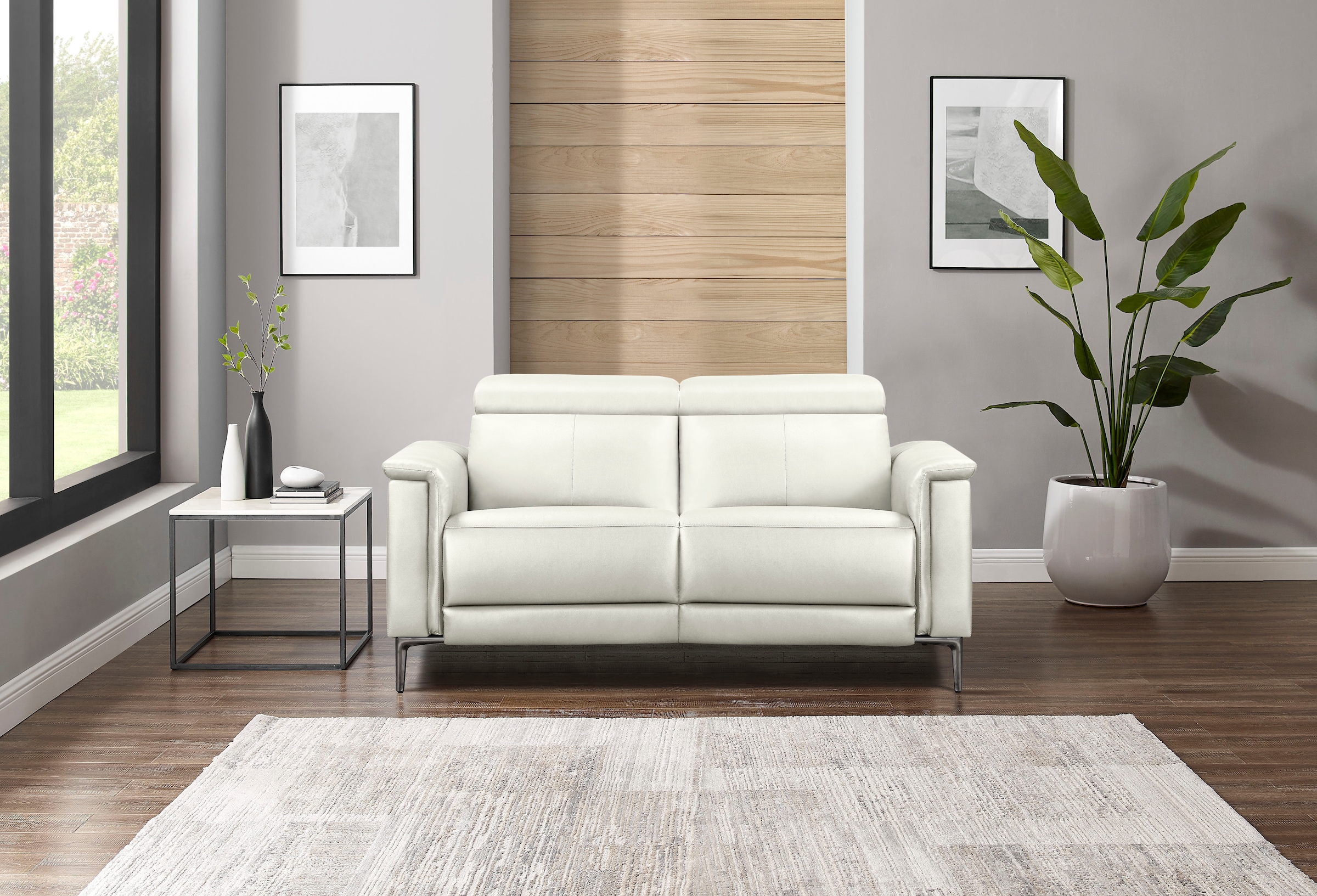 OTTO home 2-Sitzer »LUND Lederoptik, 160 cm, mit Relaxfunktion und Kopfteilverstellung« manuell od. elektrisch (m.USB-A), Federkern und Kopfteilverstellung