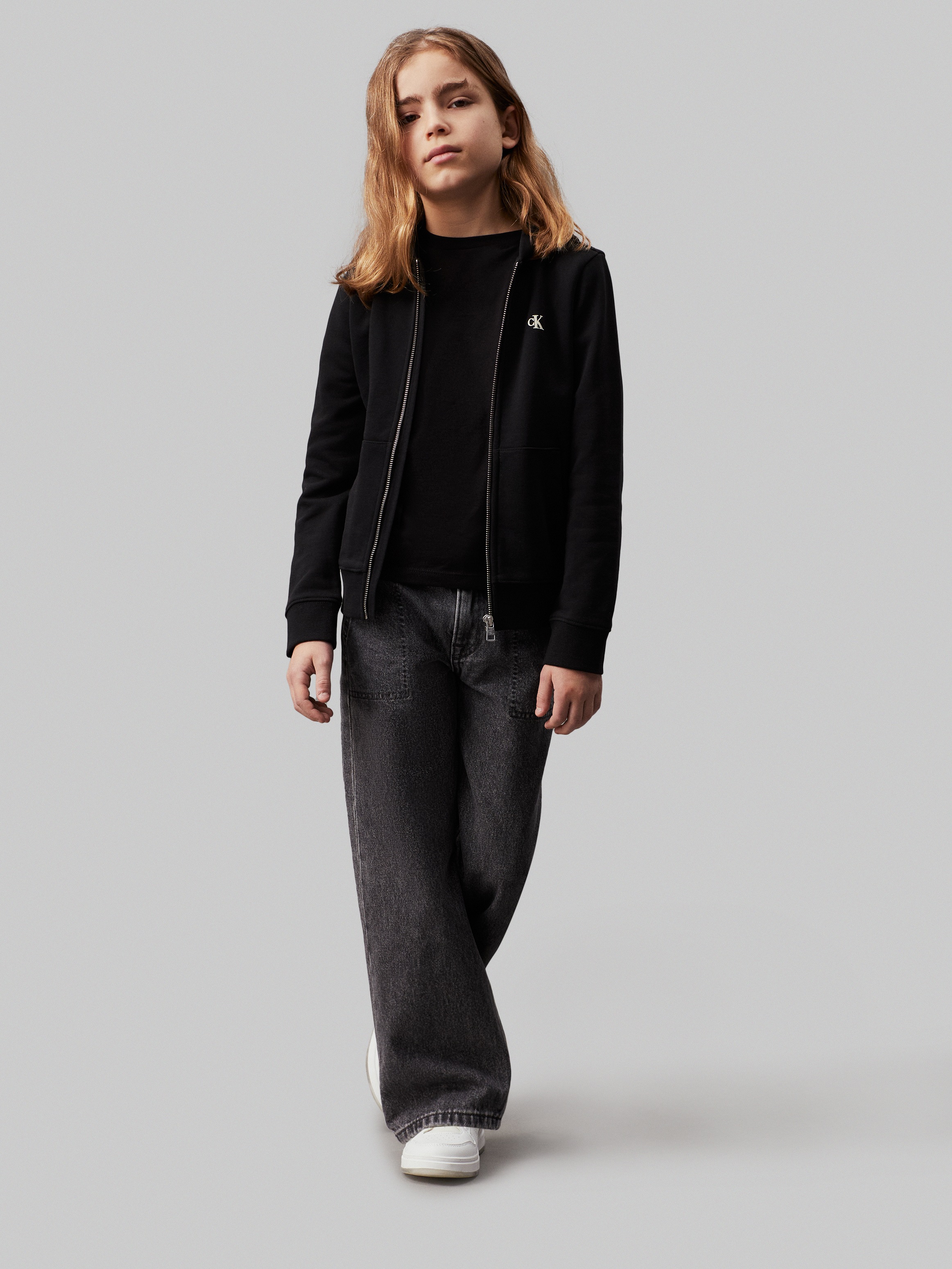 Calvin Klein Jeans Sweatjacke »MINI HERO FLOCK ZIP-THROUGH«, für Kinder bis 16 Jahre und Markenlabel