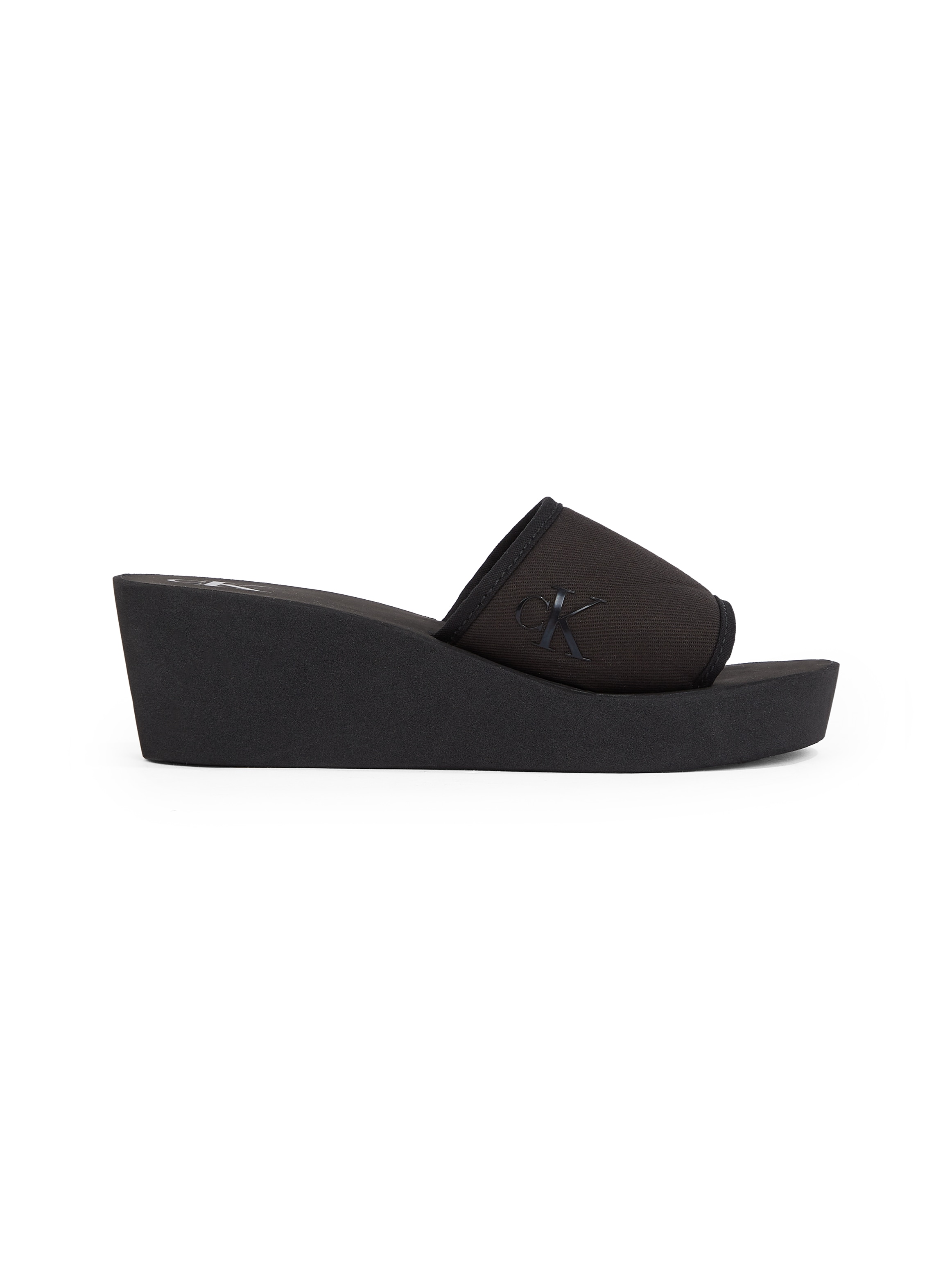 Calvin Klein Jeans Badepantolette »BEACH WEDGE SLIDE CANVAS«, Sommerschuh, Strandschuh, Badeschuh, Schlappen zum Schlupfen
