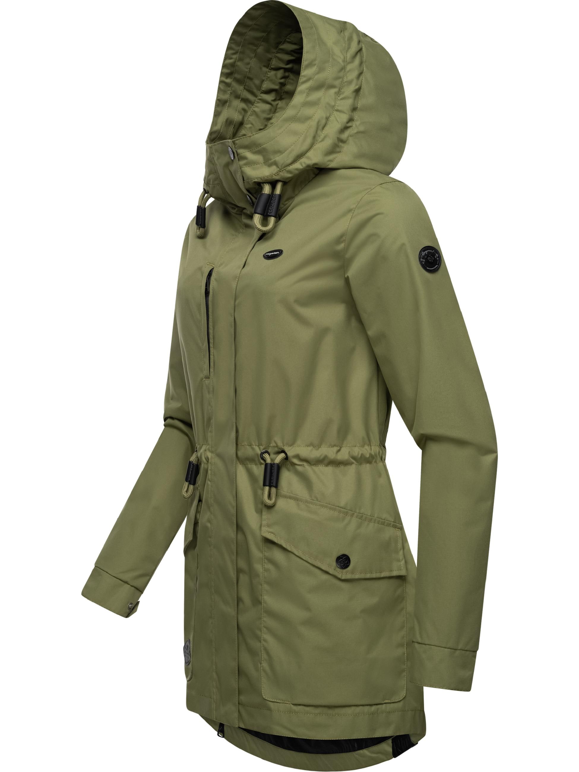 Ragwear Parka »Outdoorjacke Alysa«, mit Kapuze, stylische Damen Übergangsjacke mit Taillenzugband