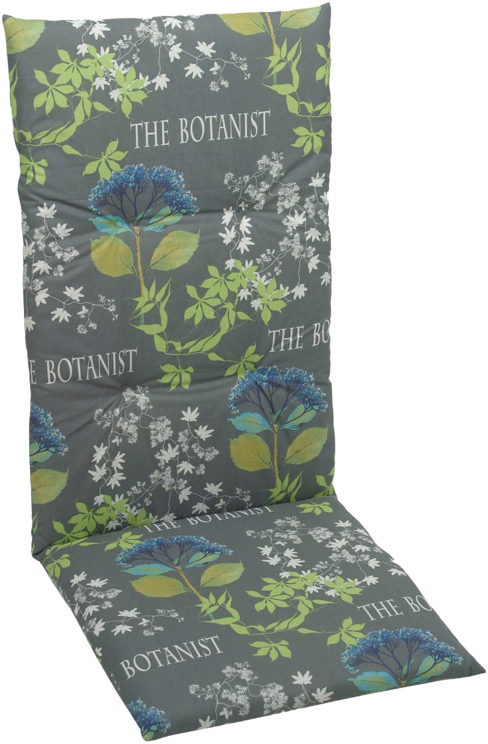 KONIFERA Hochlehnerauflage The Botanist grau - Maße BxLxH ca.: 48 cm x 118 cm x 5 cm