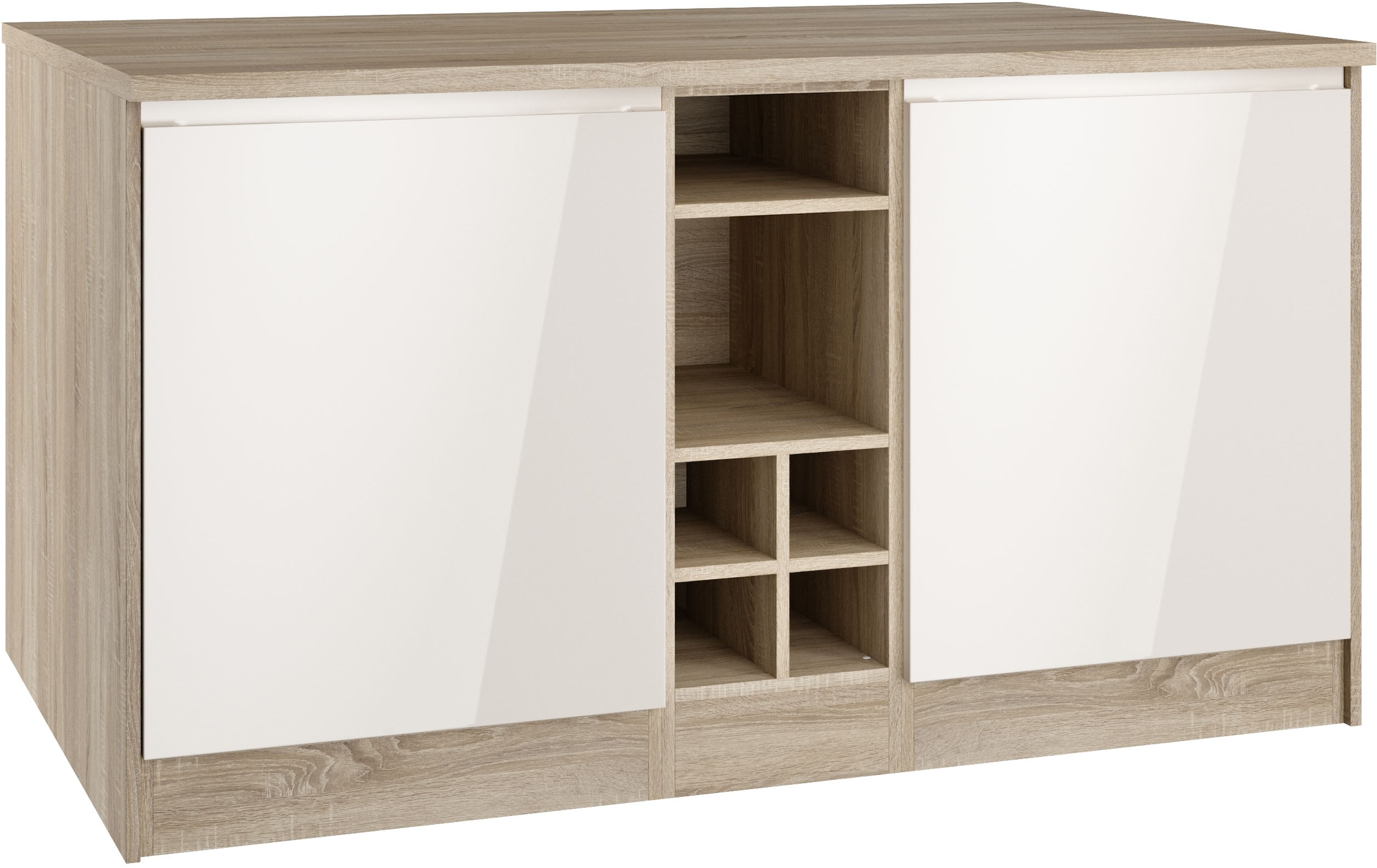 KOCHSTATION Kücheninsel »KS-Virginia«, Breite 153 cm, MDF-Fronten, Flaschenregal