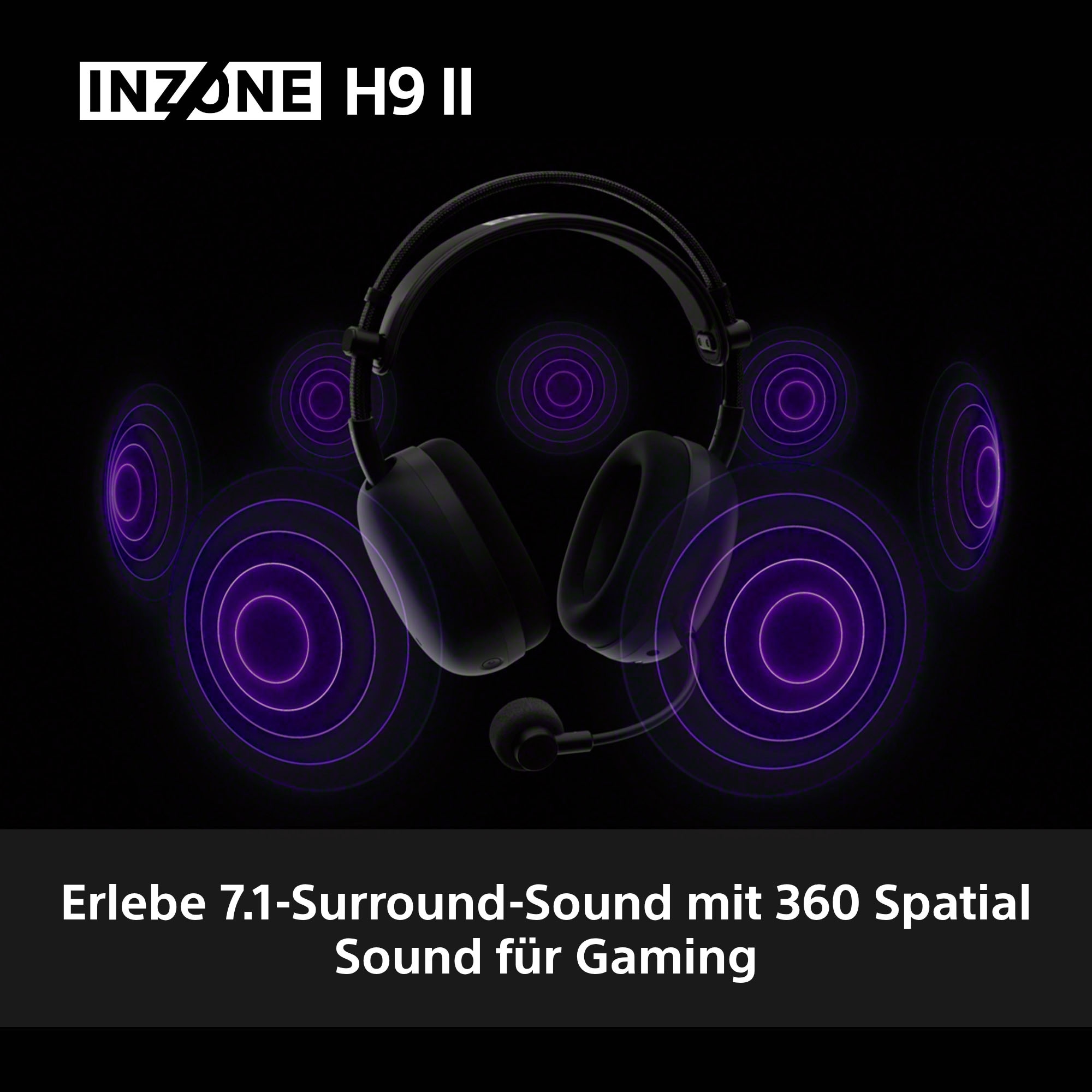 Sony Gaming-Headset »INZONE H9 II«, A2DP Bluetooth-AVRCP Bluetooth-Bluetooth-HFP-HSP, Adaptive Noise-Cancelling-Freisprechfunktion-Mikrofon abnehmbar-Rauschunterdrückung-Stummschaltung-Transparenzmodus