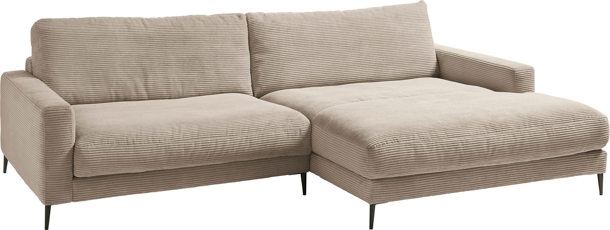 INOSIGN Ecksofa »Downtown, B/T/H: 272/190/84 cm L-Form«, weicher Sitzkomfort auch in Cord und Bouclé, incl. Zierkissen