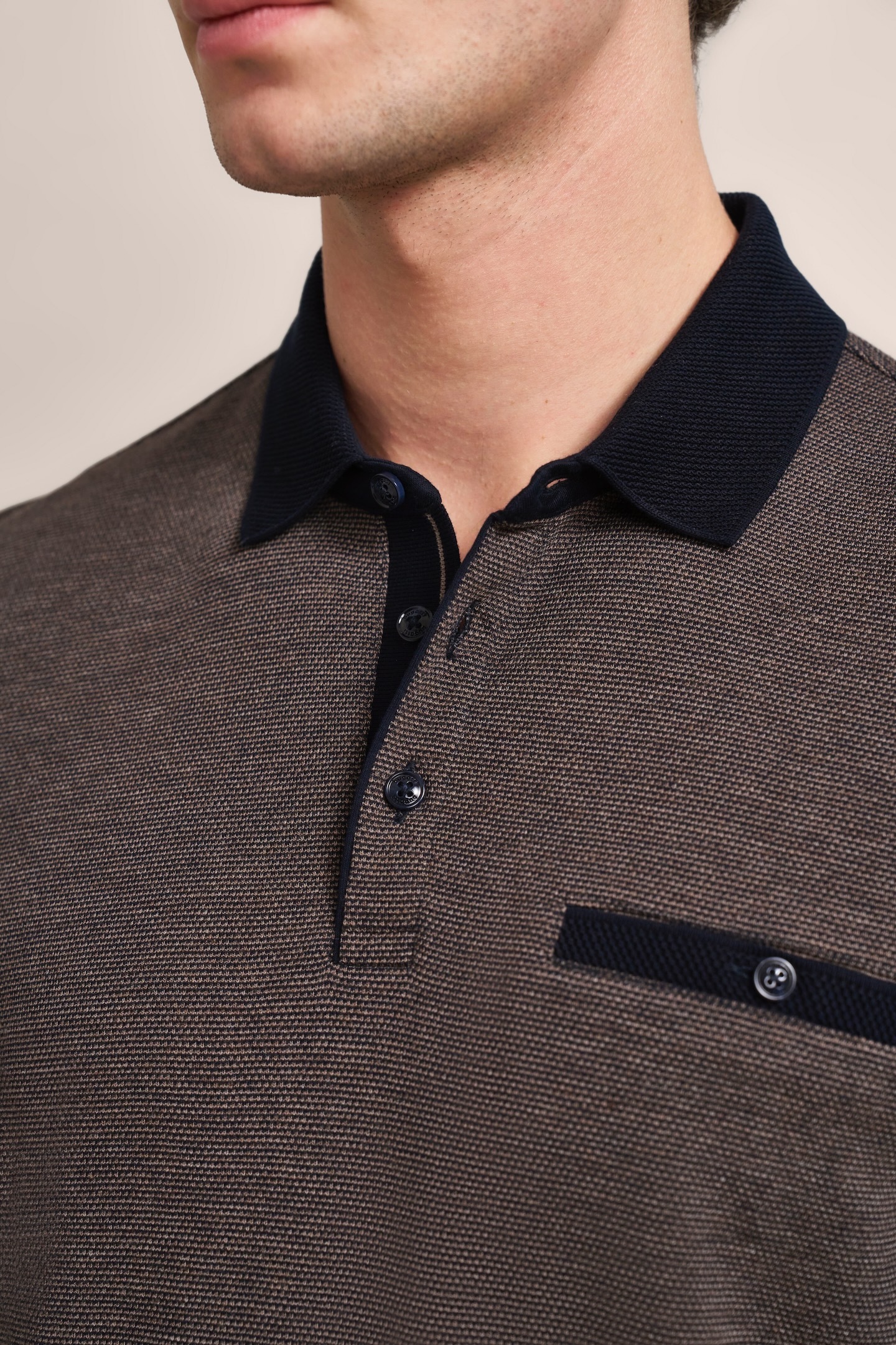 bugatti Langarm-Poloshirt, mit Strukturkragen