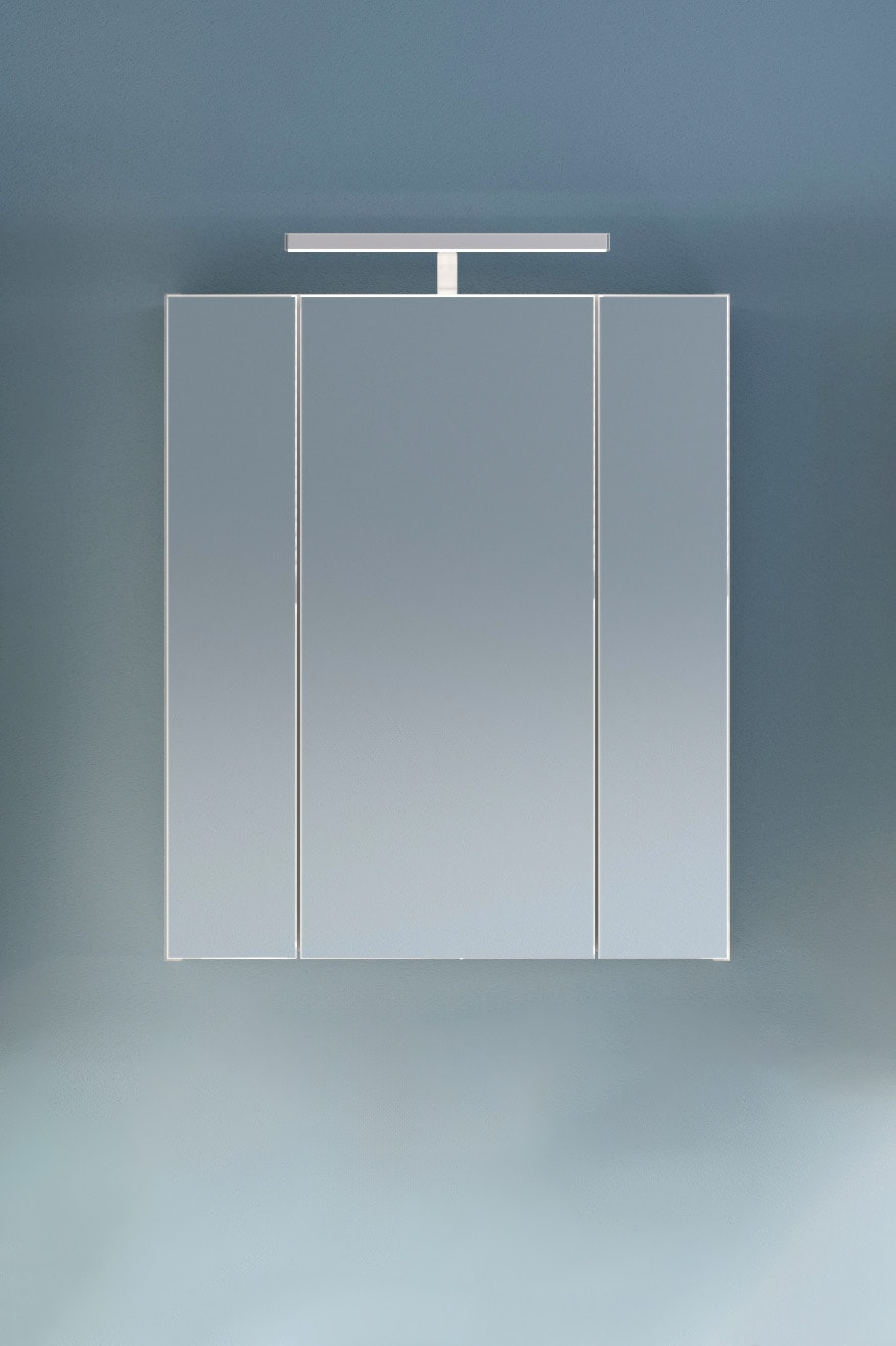 INOSIGN Badezimmerspiegelschrank »Malmö, Breite 60 cm, inkl. LED Beleuchtung, 3 Spiegeltüren, 9 Fächer«, in verschiedenen Farben erhältlich, Badmöbel, Spiegel, Badschrank, Bad