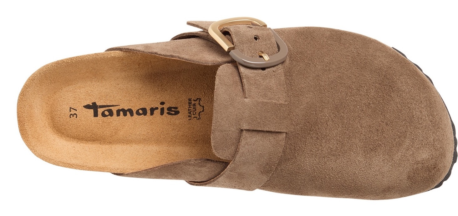 Tamaris Clog  , Hausschuh, Schupfschuh, Bequemschuh mit verstellbarer Schnalle