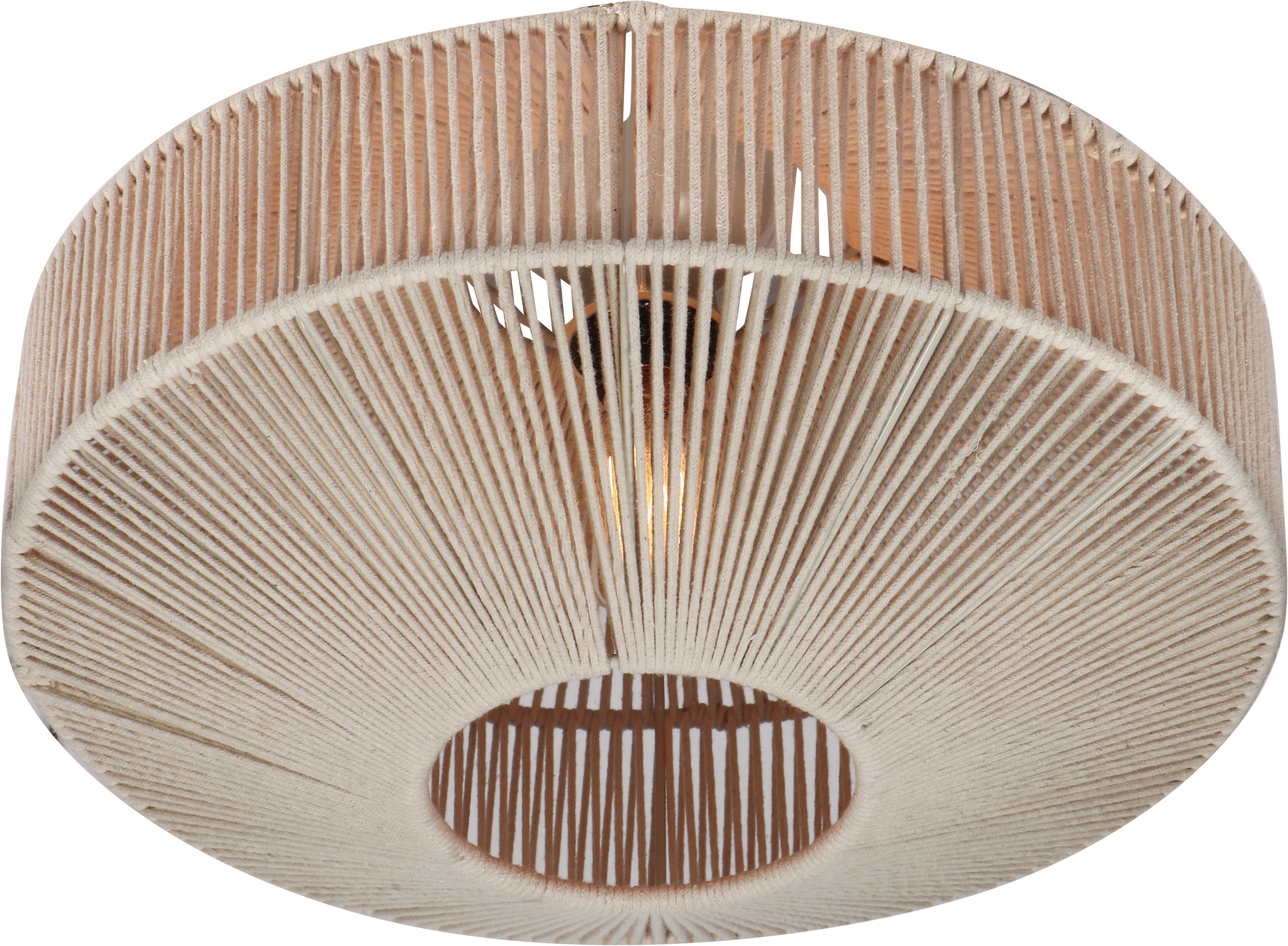 TRIO Leuchten Deckenleuchte »SVEA, Deckenlampe beige aus Baumwolle im Boho-Look Ø 46cm Höhe 31 cm« E27 1 Stk. warmweiß - kaltweiß Deckenleuchte Schlafzimmer / Wohnzimmer exkl 1x E27 max 10W