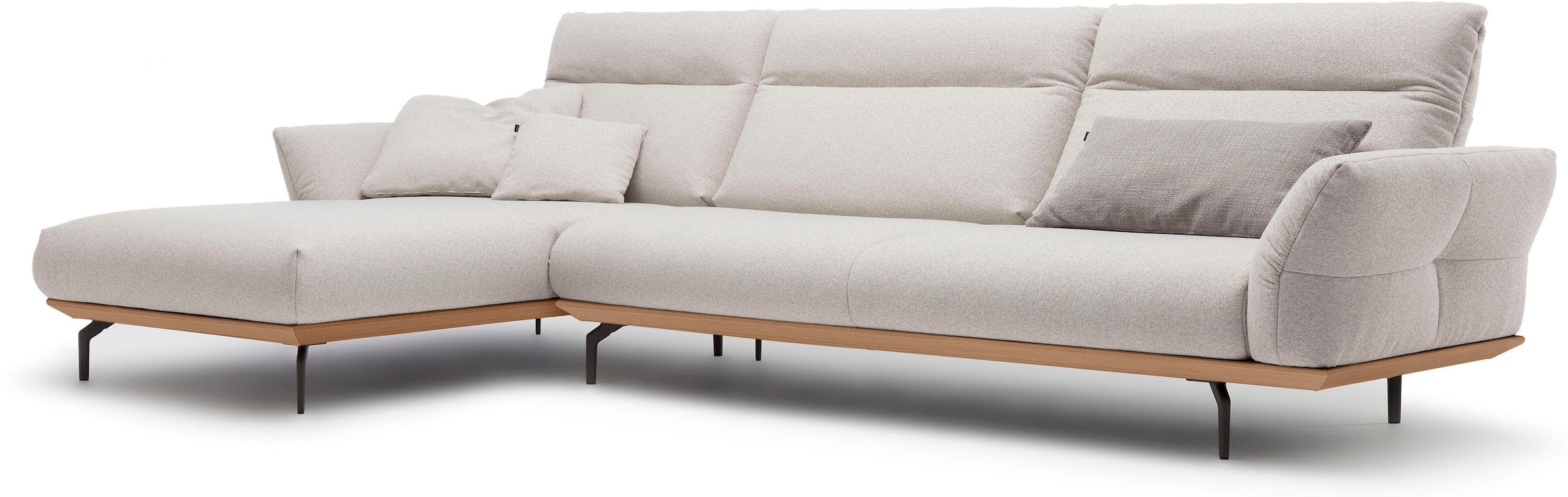 Creation BY ROLF BENZ Ecksofa »CR.460«, Sockel in Eiche, Winkelfüße in Umbragrau, Breite 338 cm