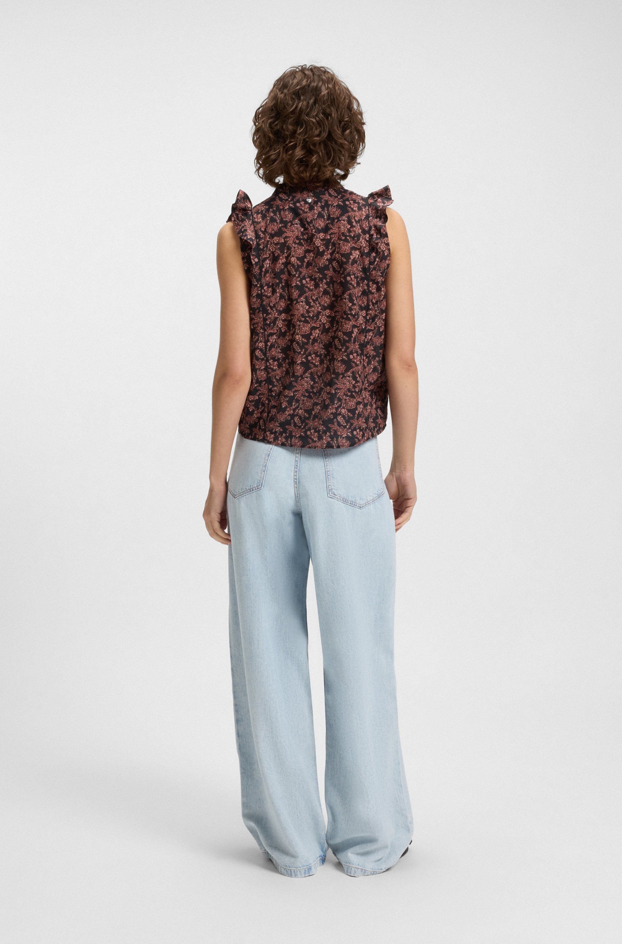 BOSS ORANGE Klassische Bluse »Bantiana Premium Damenmode«, mit Ajour Details, Stehkragen