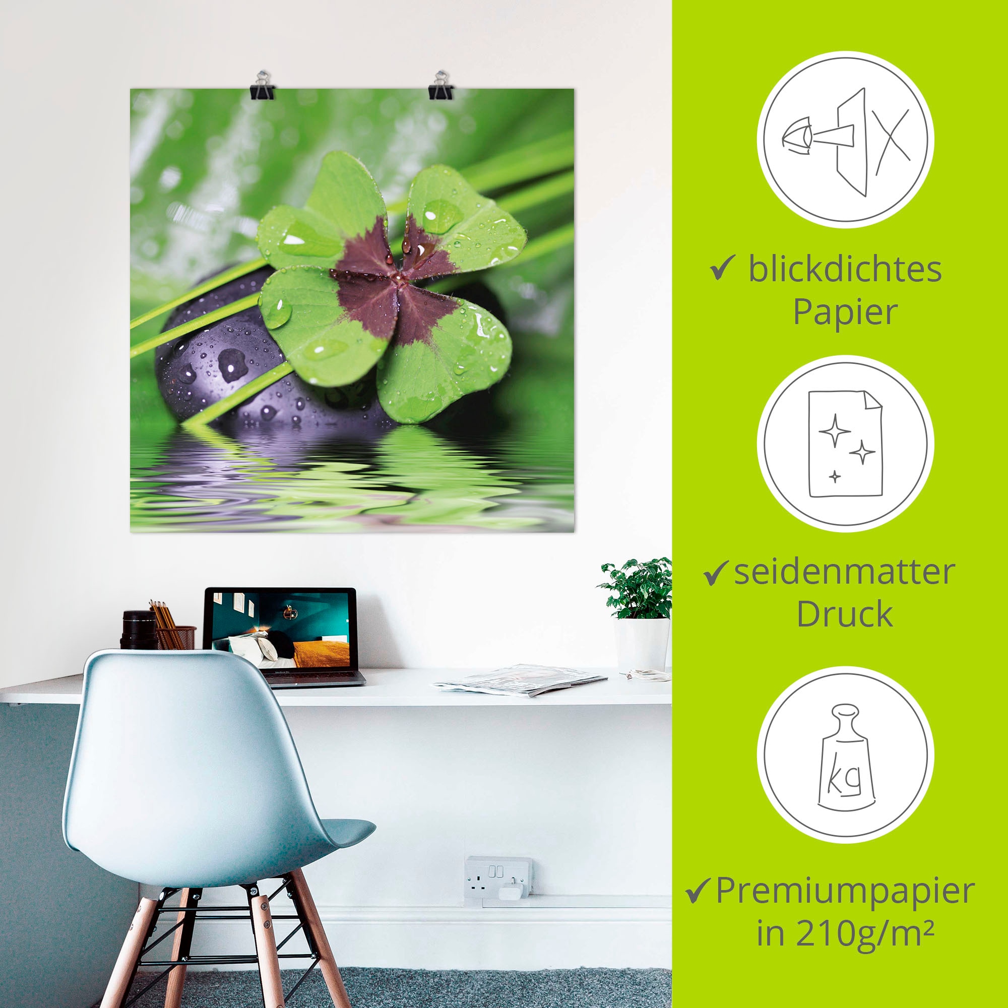 Artland Poster »Glücksklee... Entspann mal wieder« Zen 1 Stk. tlg. ohne Rahmen