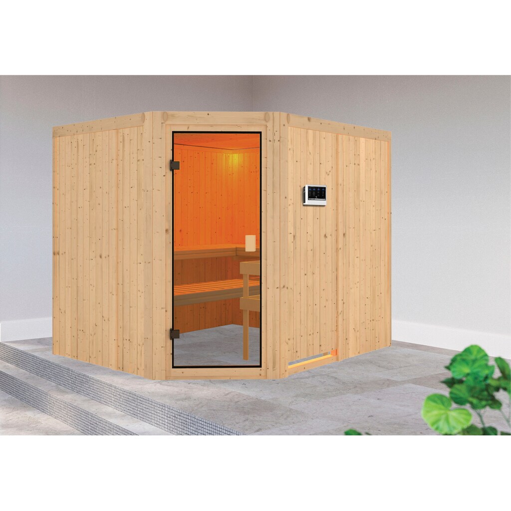 welltime Sauna »Hanny«, (Set), 9 kW-Bio-Ofen mit ext. Steuerung