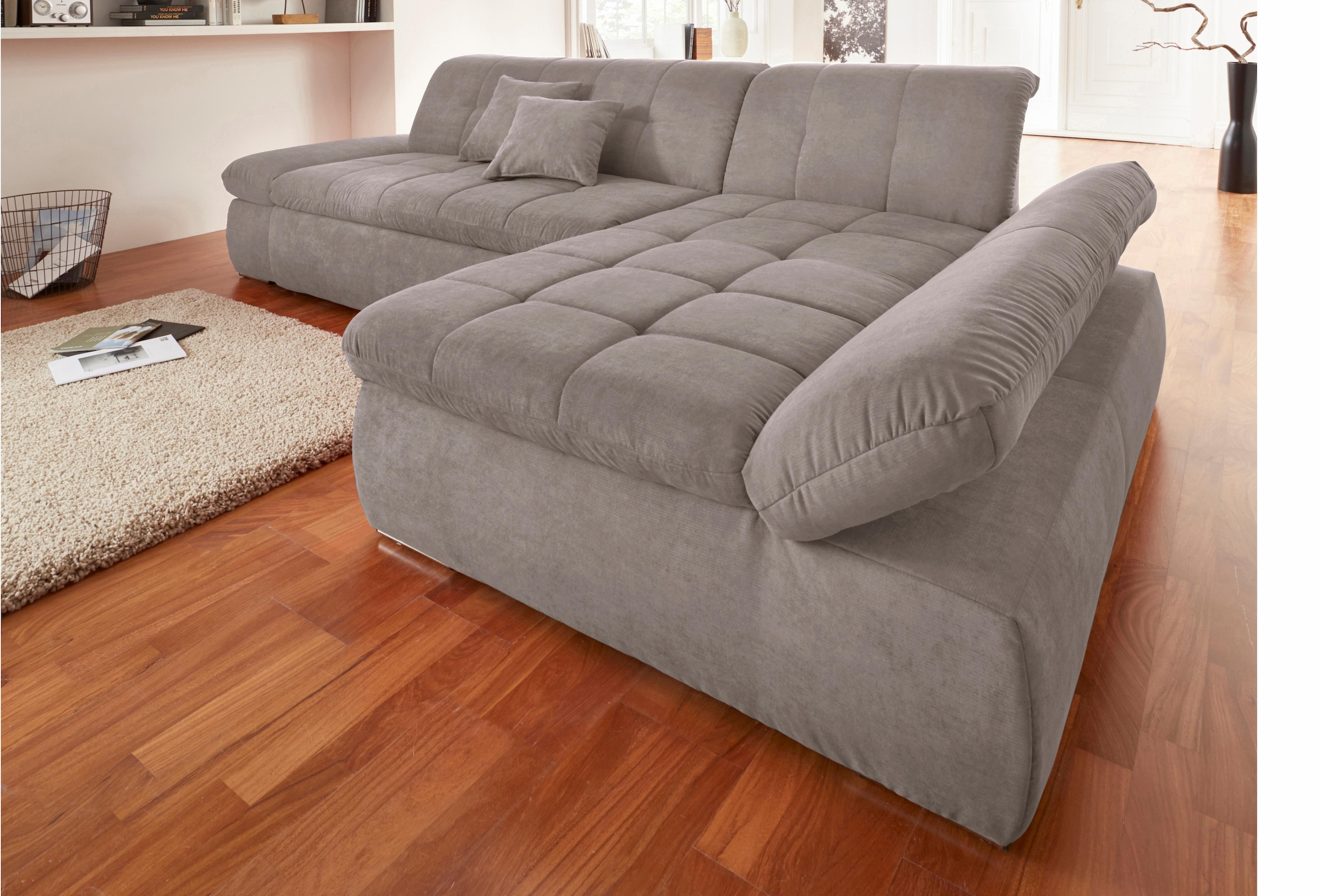 DOMO collection Ecksofa »NMoric XXL, B/T/H: 300/172/80cm, L-Form«, wahlweise mit Bettfunktion und Armlehnverstellung