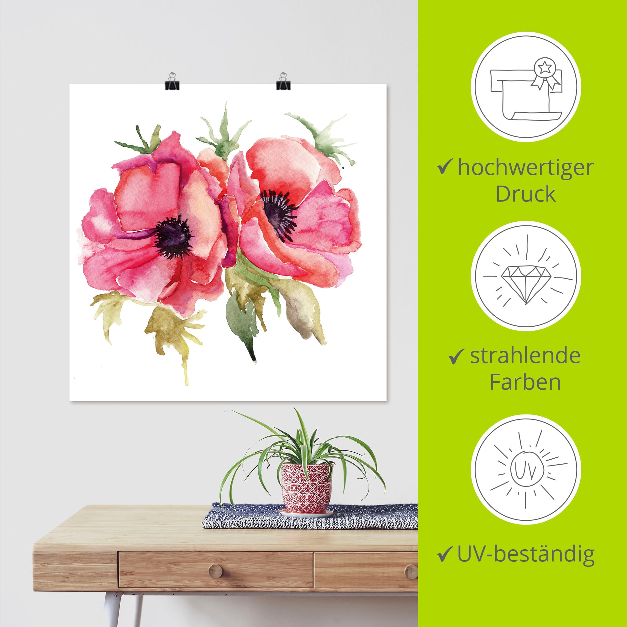 Artland Wandbild »Mohnblumen« Blumen 1 Stk. tlg. als Leinwandbild, Poster in verschied. Größen