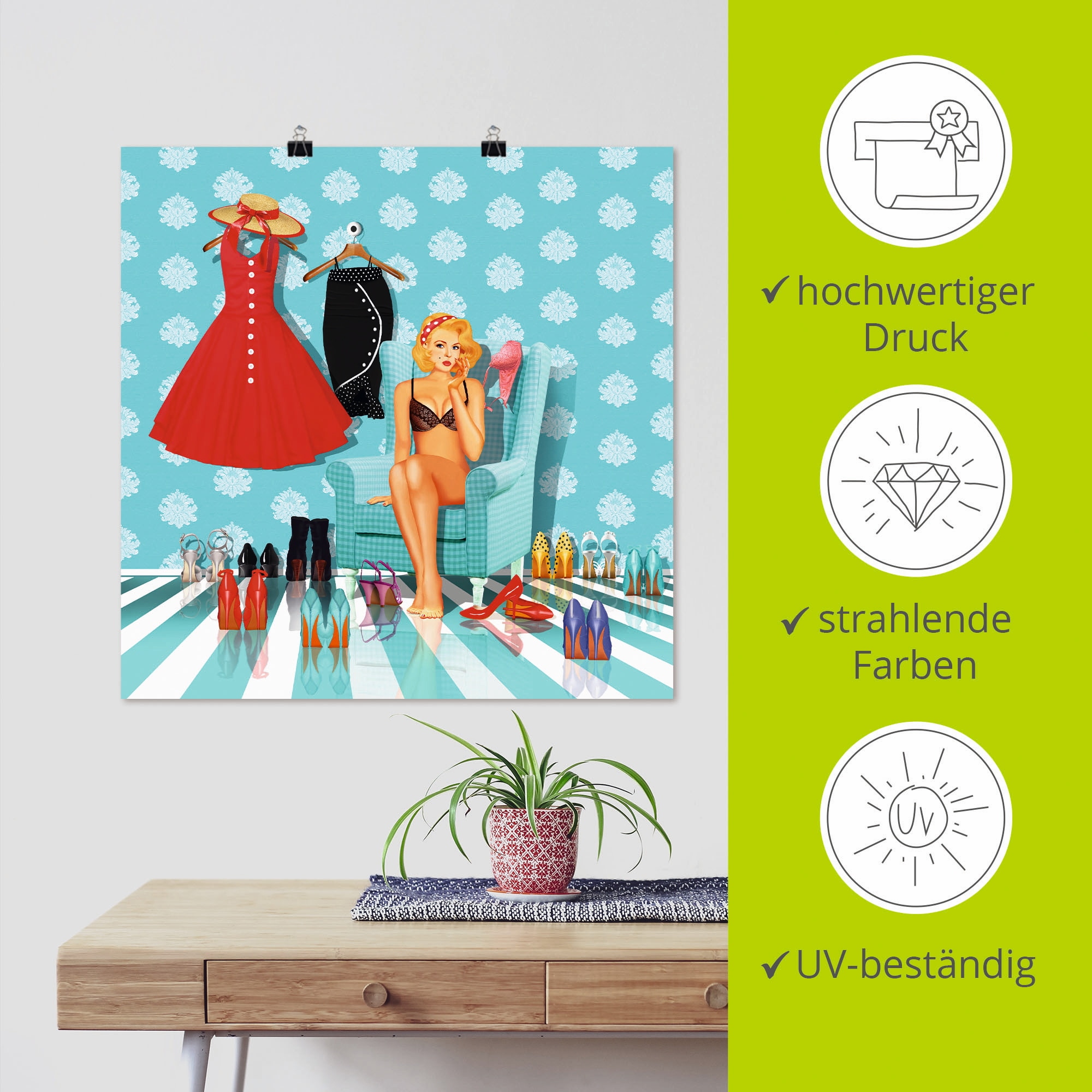 Artland Poster »Ich habe nichts zum anziehen« Mode 1 Stk. tlg. als Alubild, Leinwandbild, Wandaufkleber oder Poster in versch. Größen