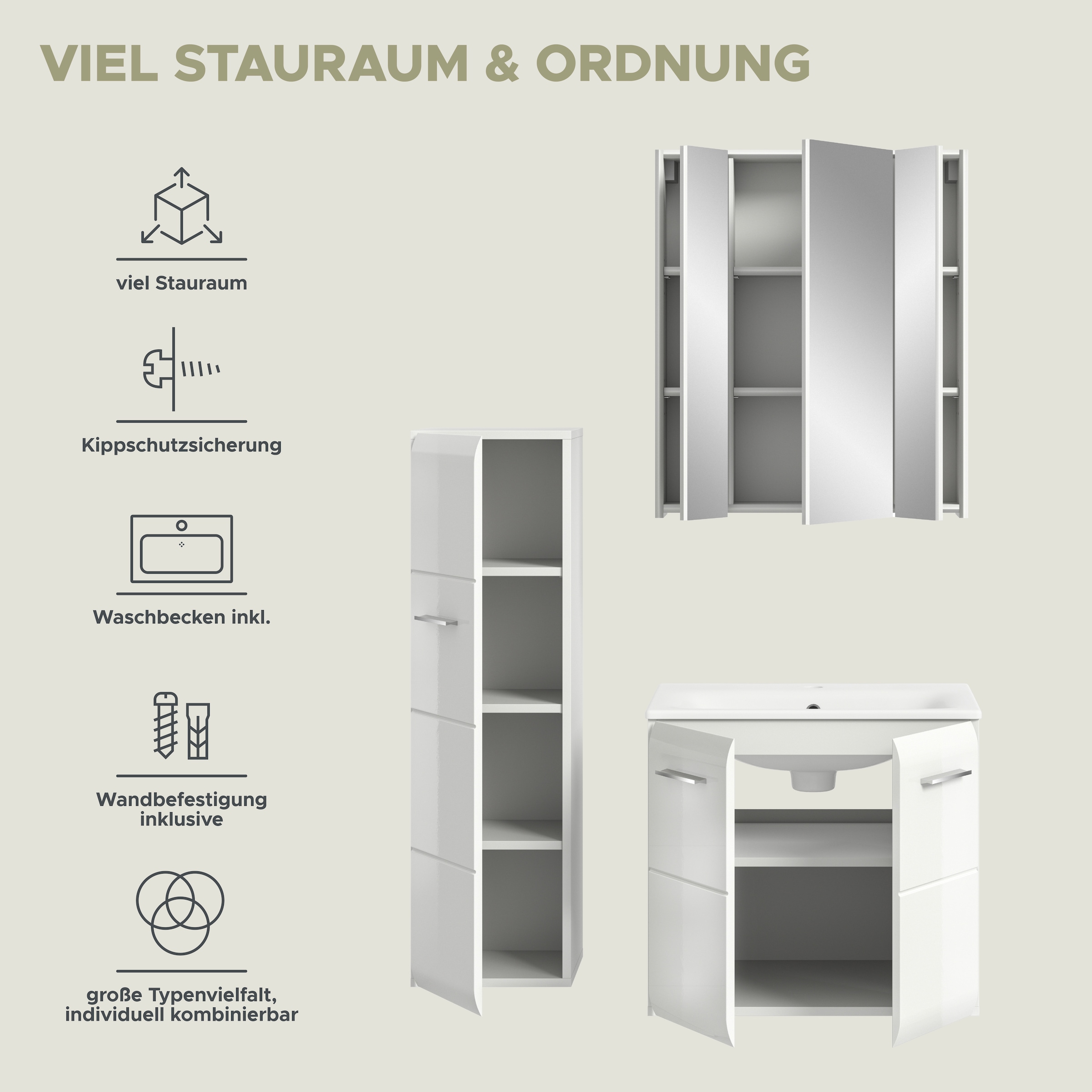 INOSIGN Badezimmer-Set Set, 4 Stk. tlg.