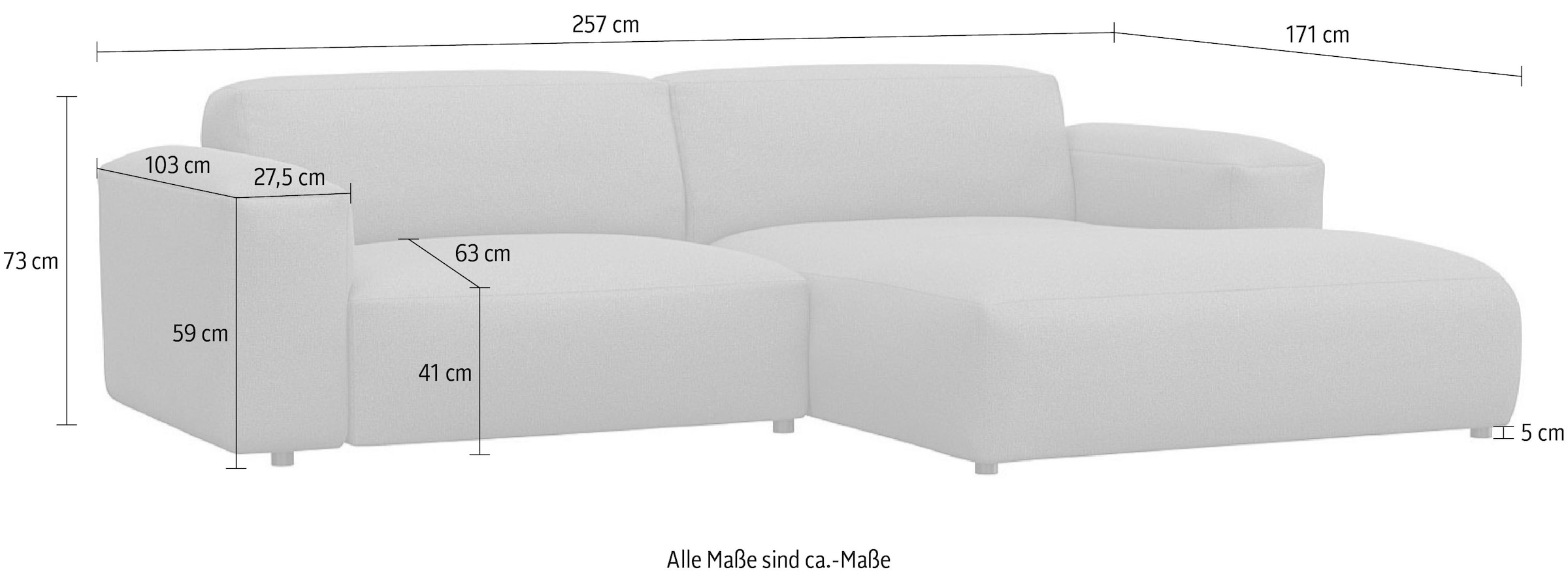 FLEXLUX Ecksofa »Lucera Chaislongue rechts oder links, L-Form, bequem«, modern & anschmiegsam, Kaltschaum, Stahl-Wellenunterfederung