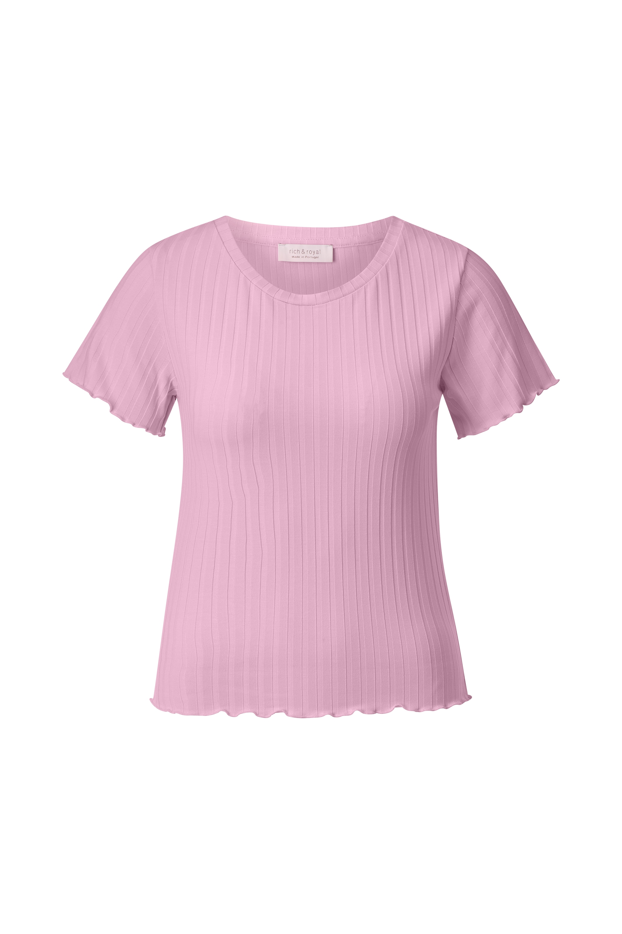 RICHROYAL Kurzarmshirt Mit gewelltem Saum an Rumpf und Ärmeln