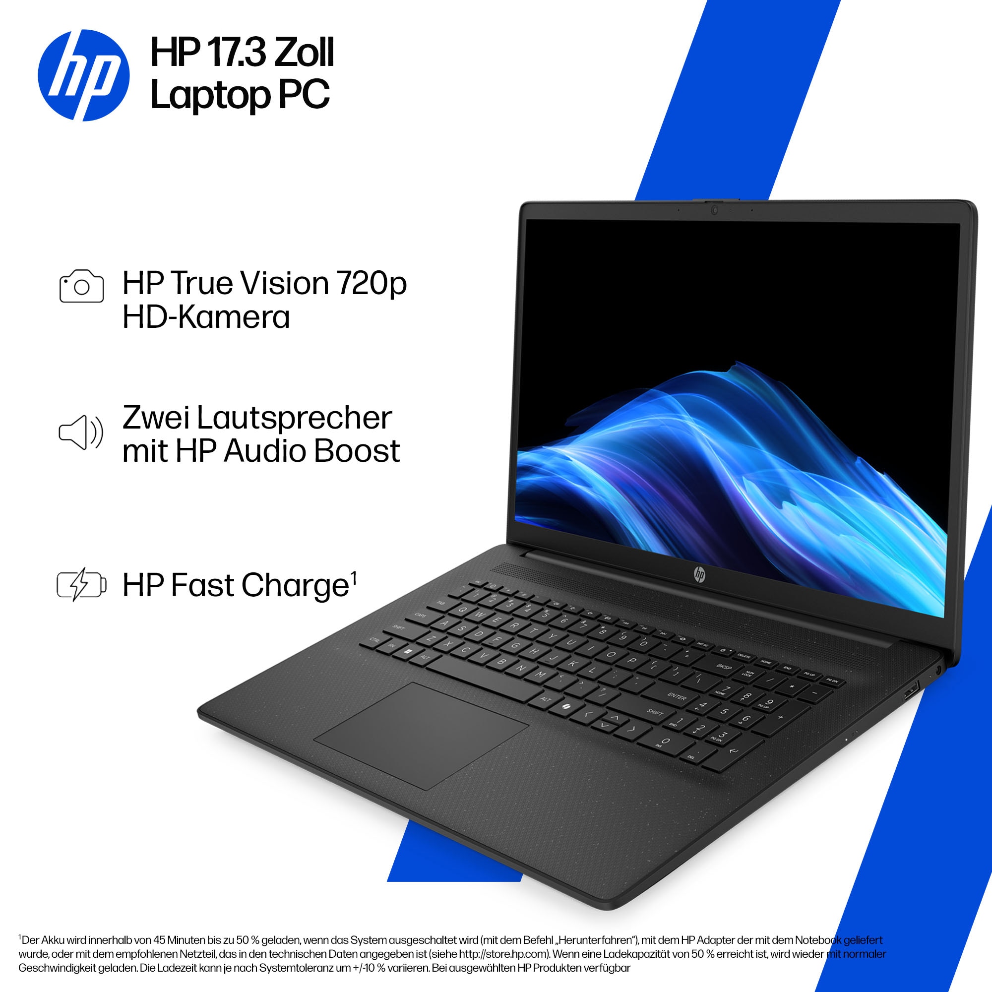 HP Notebook »17-cp2237ng«, 43,9 cm, / 17,3 Zoll, AMD, Ryzen 3, Radeon Graphics, 512 GB SSD