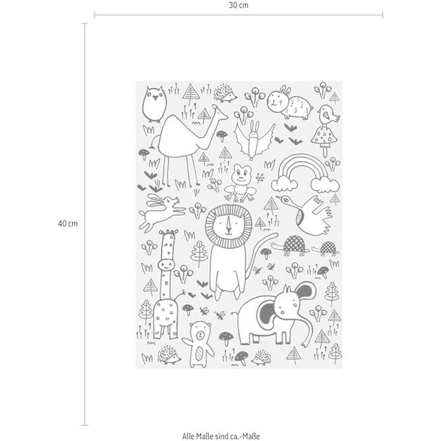 Komar Poster »Scribble Park«, Tiere, (1 St.), Kinderzimmer, Schlafzimmer,  Wohnzimmer online kaufen | mit 3 Jahren XXL Garantie
