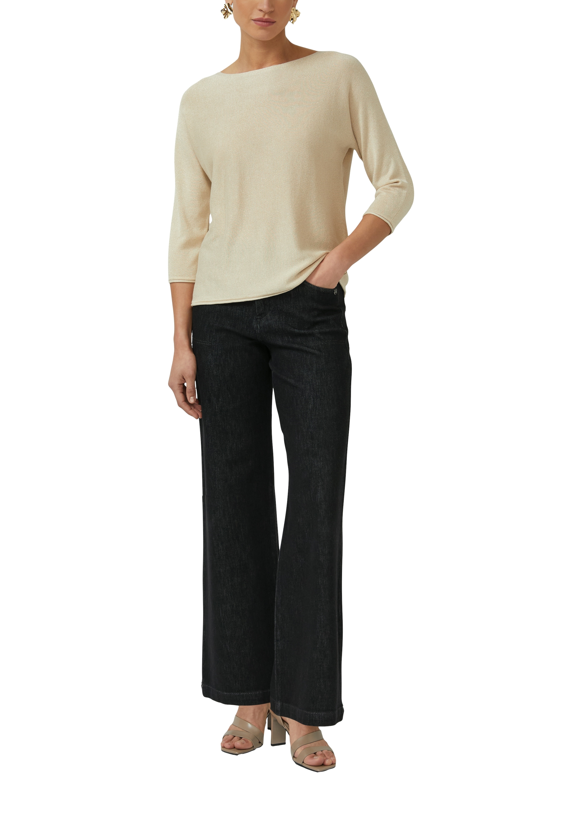 s.Oliver BLACK LABEL 3/4 Arm-Pullover mit Glitzer-Details
