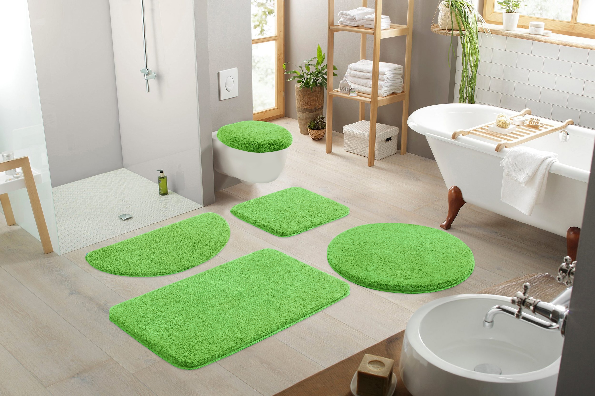 my home Badematte »Merida, Badvorleger, Badezimmer Teppich«, rutschhemmend beschichtet, fußbodenheizungsgeeignet-schnell trocknend-strapazierfähig, Badteppich, Uni Farben, rechteckig, rund & als 2-tlg. Set erhältlich