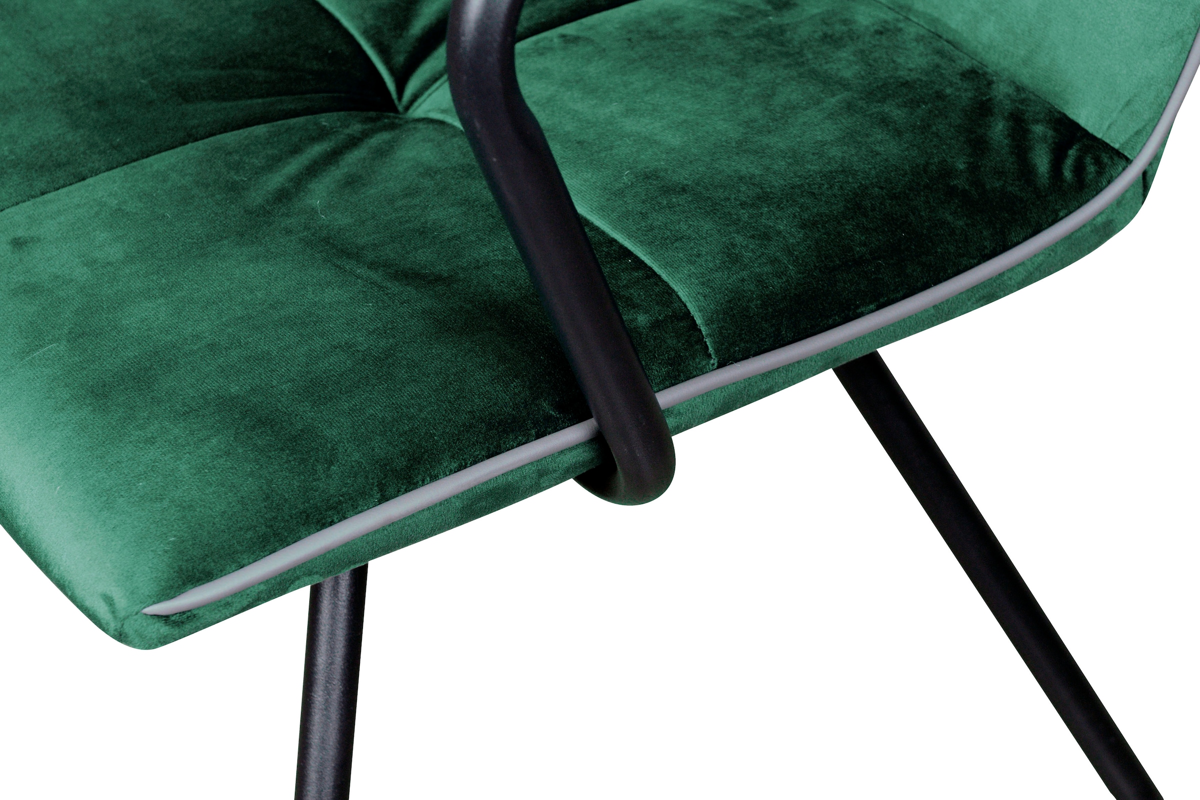 Kayoom Polsterstuhl »Stuhl Eaden 225 2er-Set, samtiger Stoffbezug, Paspel aus Kunstleder« (Set) 2 Stk.stilvoll, pflegeleicht, zeitgemäße Farbgebung, samtiger Stoffbezug