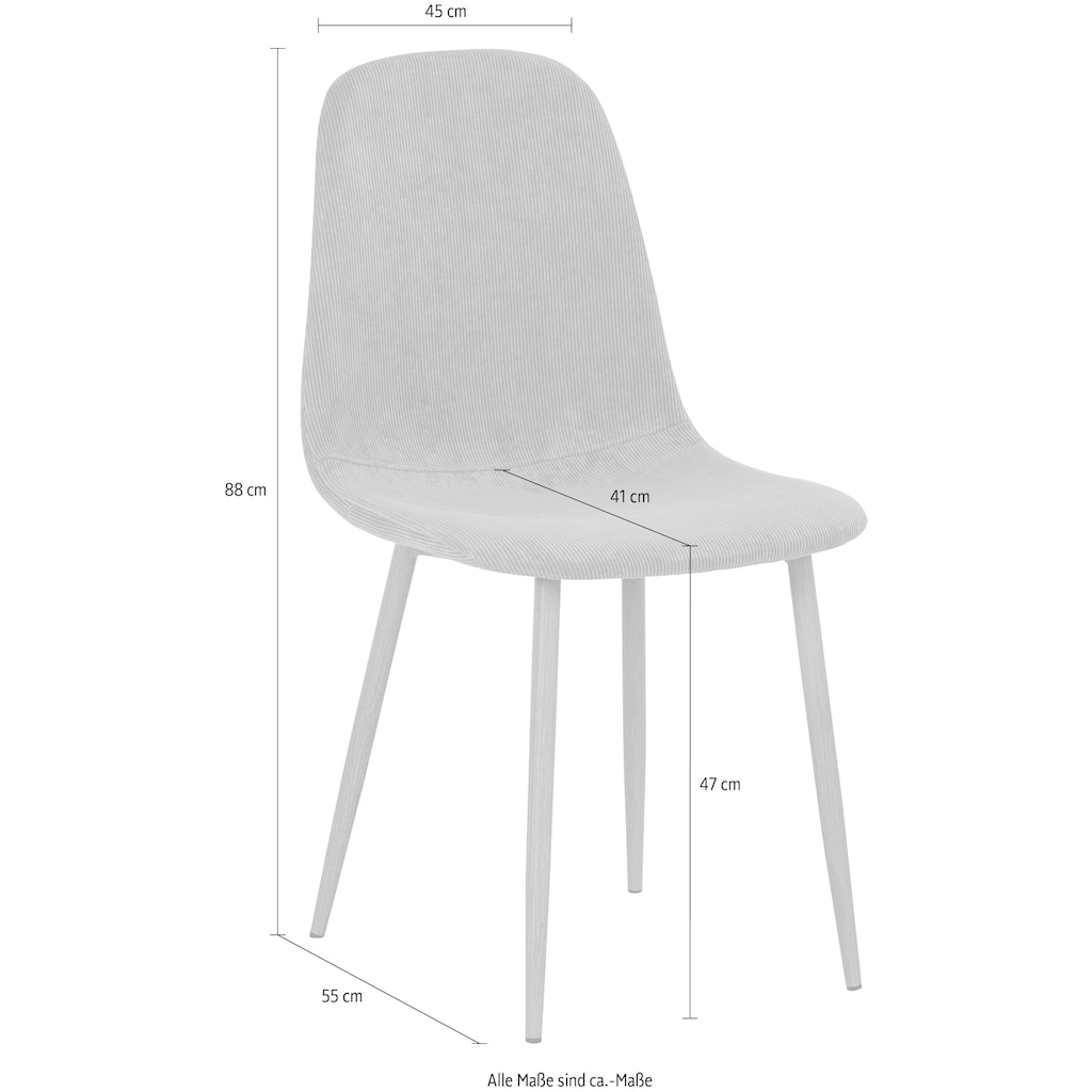 Homexperts Esszimmerstuhl »Kaitlin«, (Set), 4 St., Cord, (2 oder 4 Stück), Bezug in Cordstoff, Metallgestell in Holzoptik