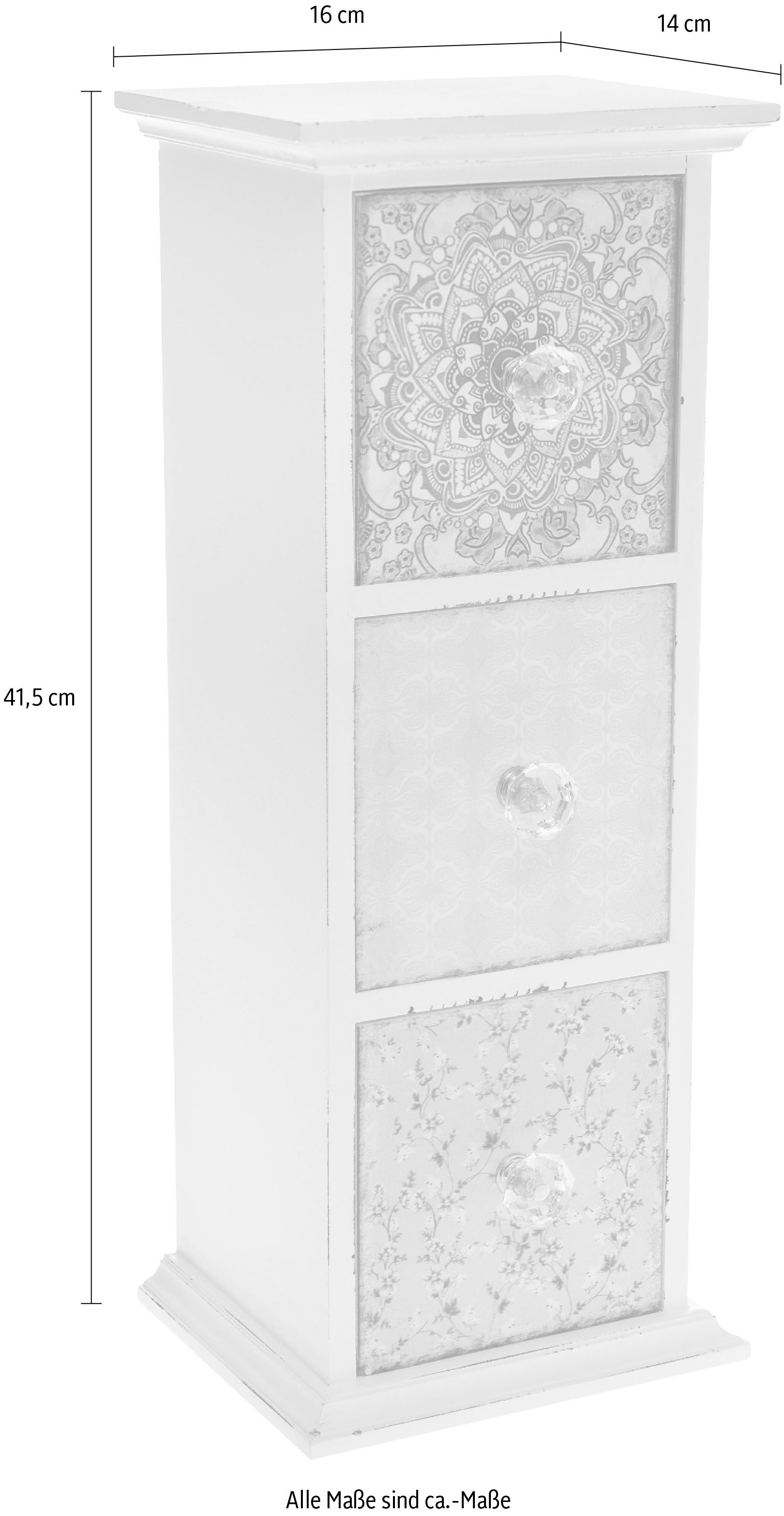 Myflair Möbel & Accessoires Schmuckkasten »Paisley, weiß«, mit 3 Schubladen, Shabby Optik