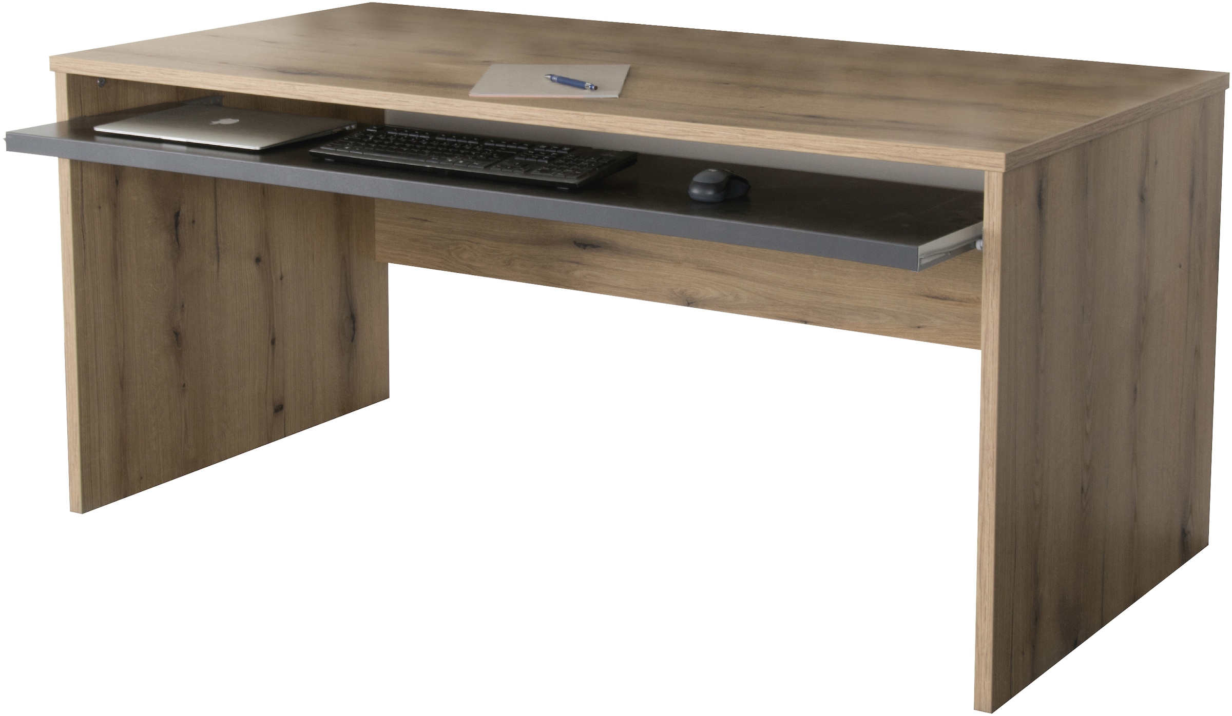 VOGL Möbelfabrik Schreibtisch »Barrie mit 2-farbigem Tastaturauszug« in 2 Breiten, 2,5 cm Tischplattenstärke, Made in Germany