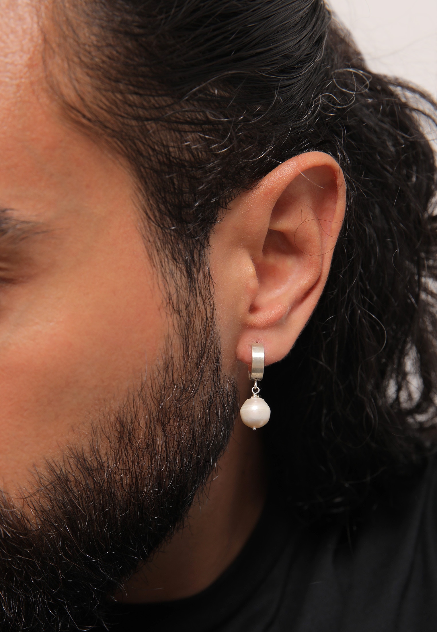 Kuzzoi Paar Creolen »Ohrringe Herren Single Creole mit Perle 925 Sterling Silber«