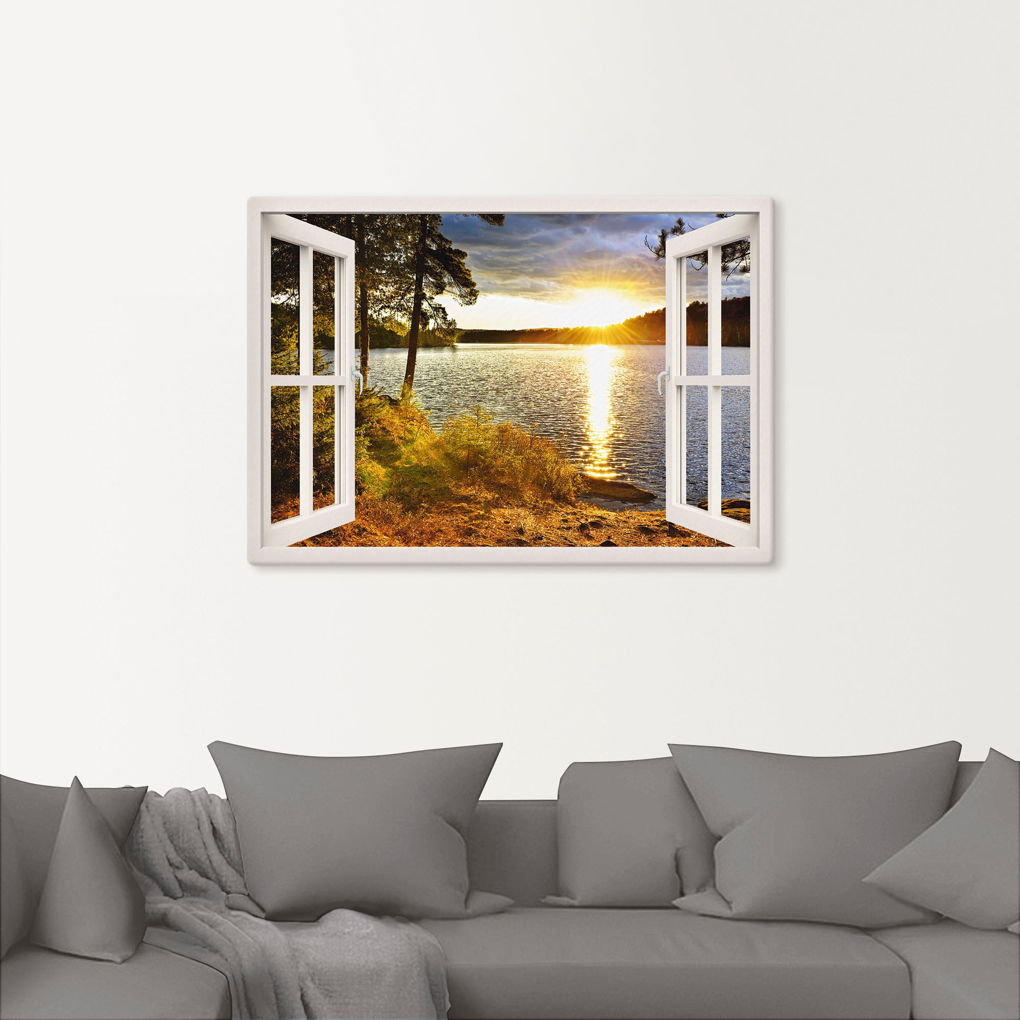 Artland Wandbild »Sonnenuntergang im Algonquin Park«, Fensterblick, (1 St.), als Leinwandbild, Poster, Wandaufkleber in verschied. Größen