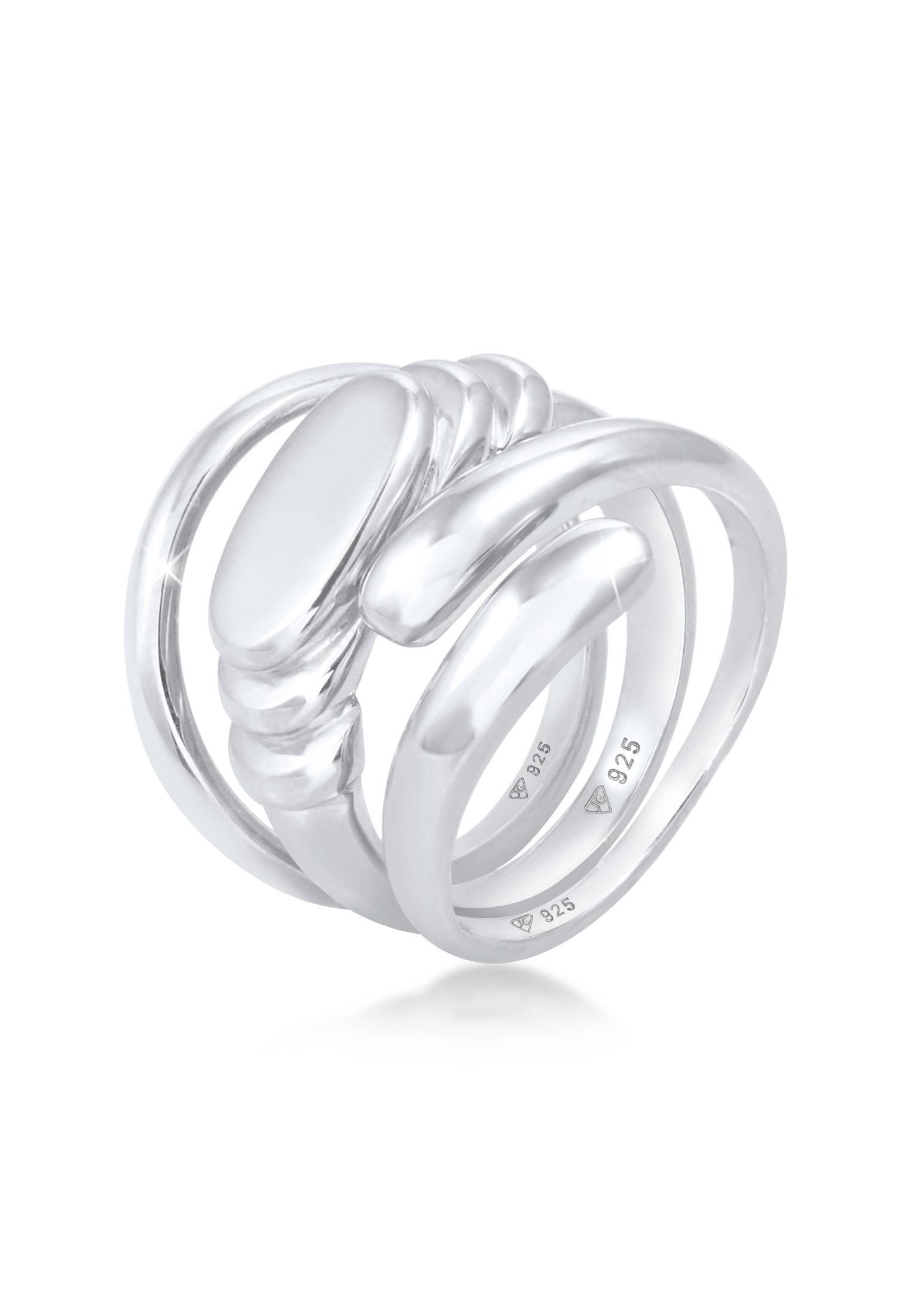 Elli Premium Ring-Set »Ring Bandring Siegelring Wickelring Trio Set 925 Silber«