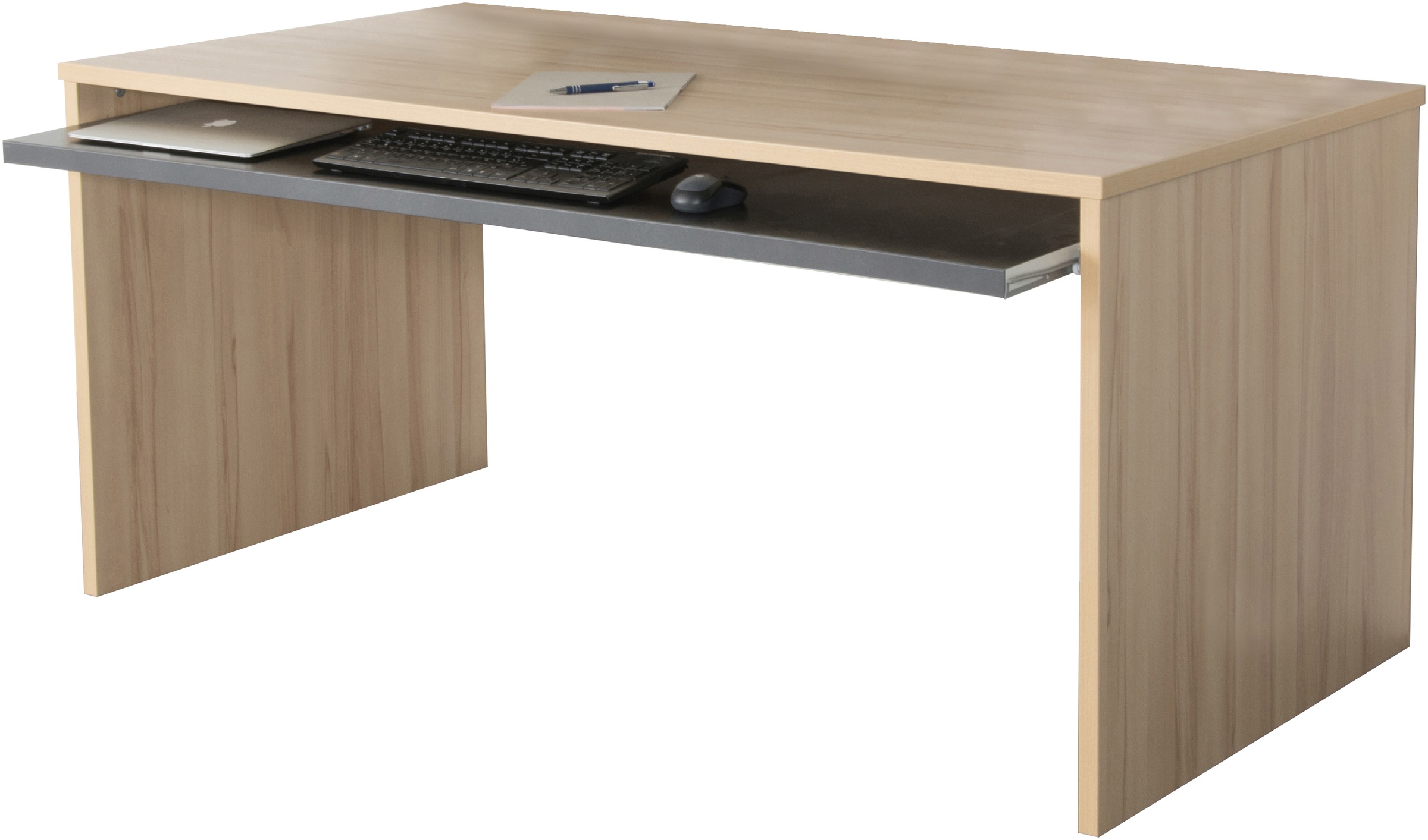 VOGL Möbelfabrik Schreibtisch »Barrie mit 2-farbigem Tastaturauszug«, in 2 Breiten, 2,5 cm Tischplattenstärke, Made in Germany