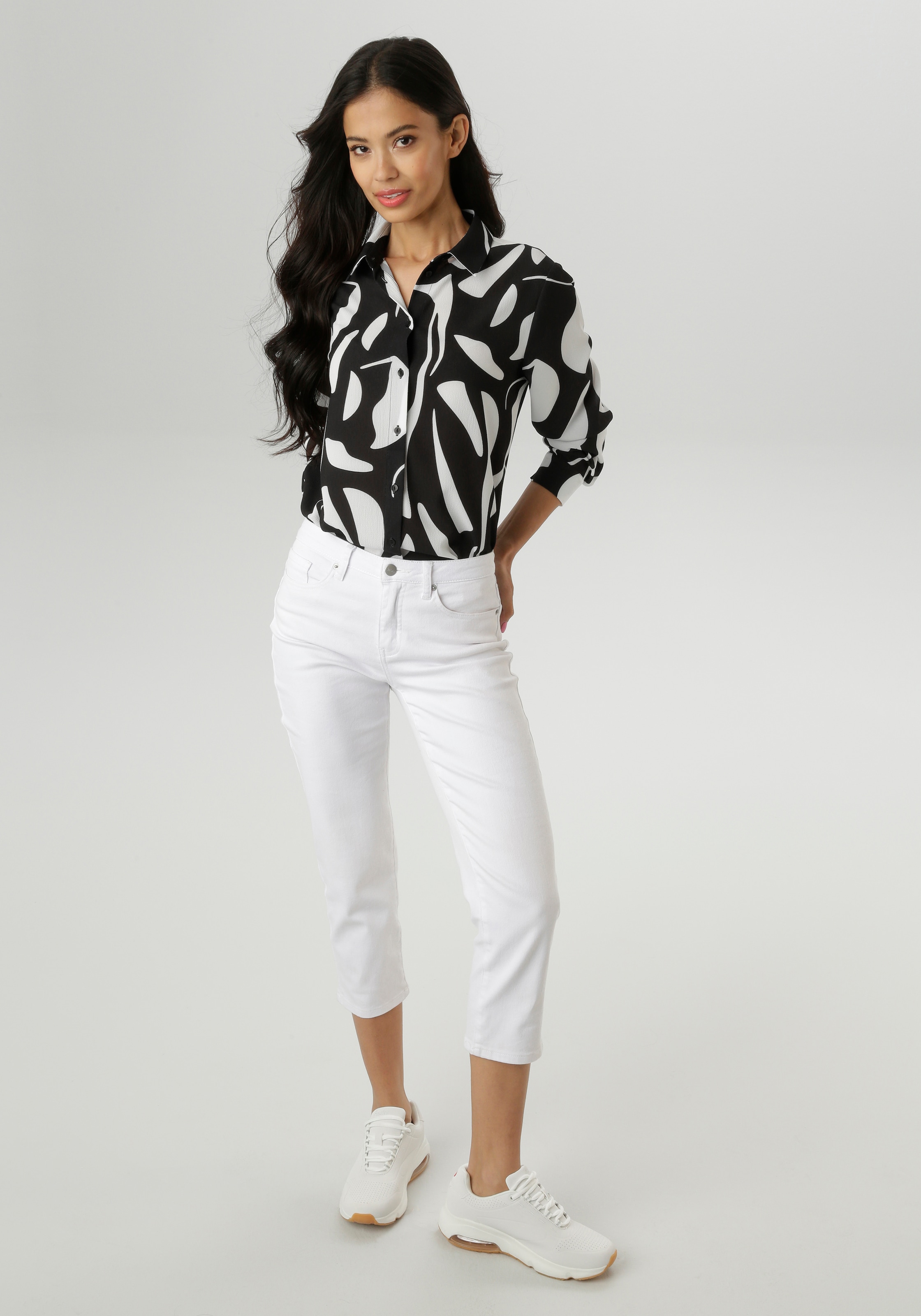 Aniston SELECTED Hemdbluse in elastischer Crepe-Qualität