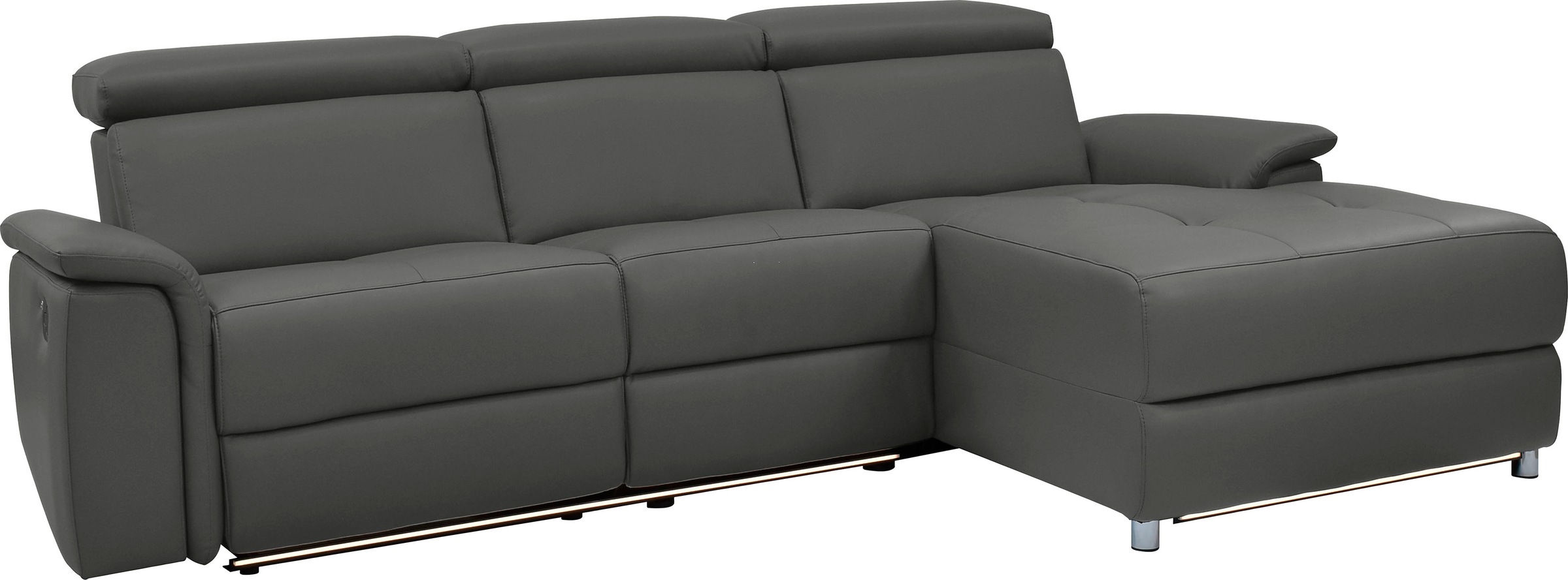 Places of Style Ecksofa »Pareli, L-Form, 259cm,m. Recamiere, Echtleder, Kunstleder, Webstoff«, man. o. elektr. Relaxfunktion, USB/Kopfteilverstellg u. LED