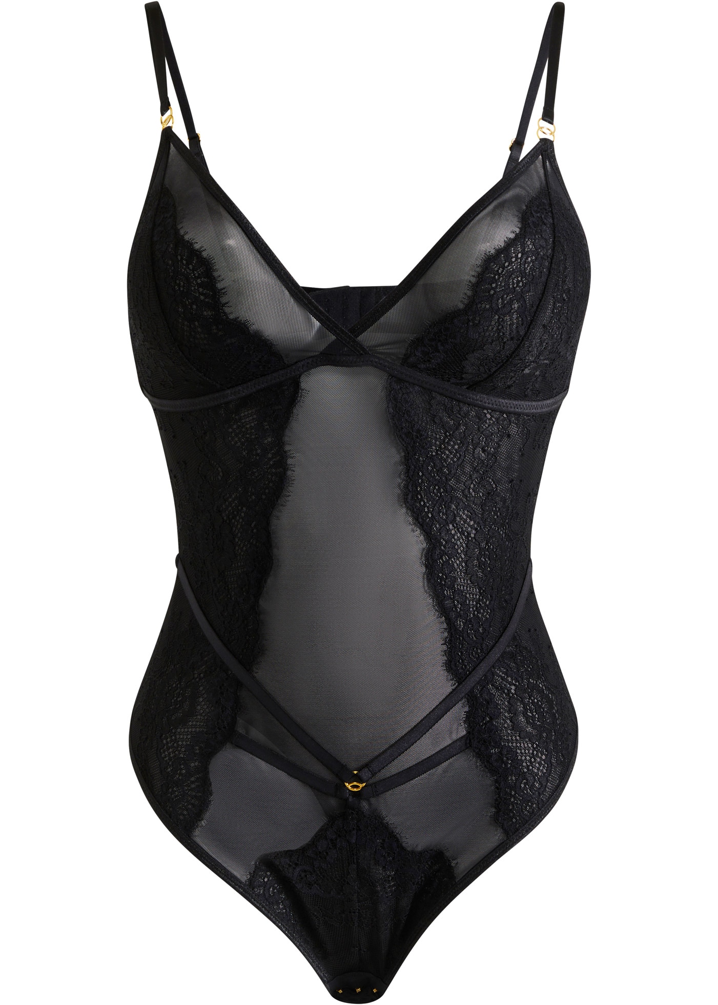 bonprix Body mit feiner Spitze, mit Elasthan-Anteil, figurbetonte Passform