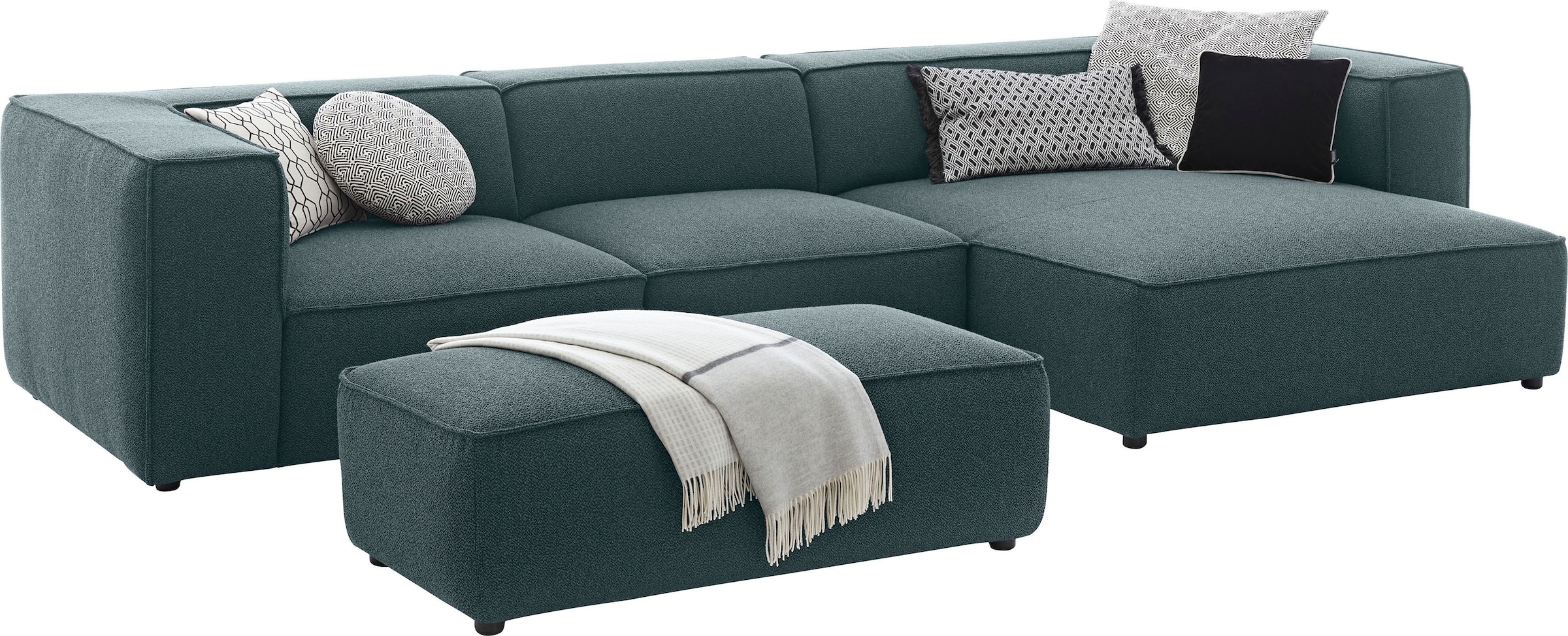 W.SCHILLIG Ecksofa »around-the-block Mega Sofa, viel Platz und hoher Sitzkomfort, L-Form« mit eleganter Biese, mit Federkern, Breite 341 cm