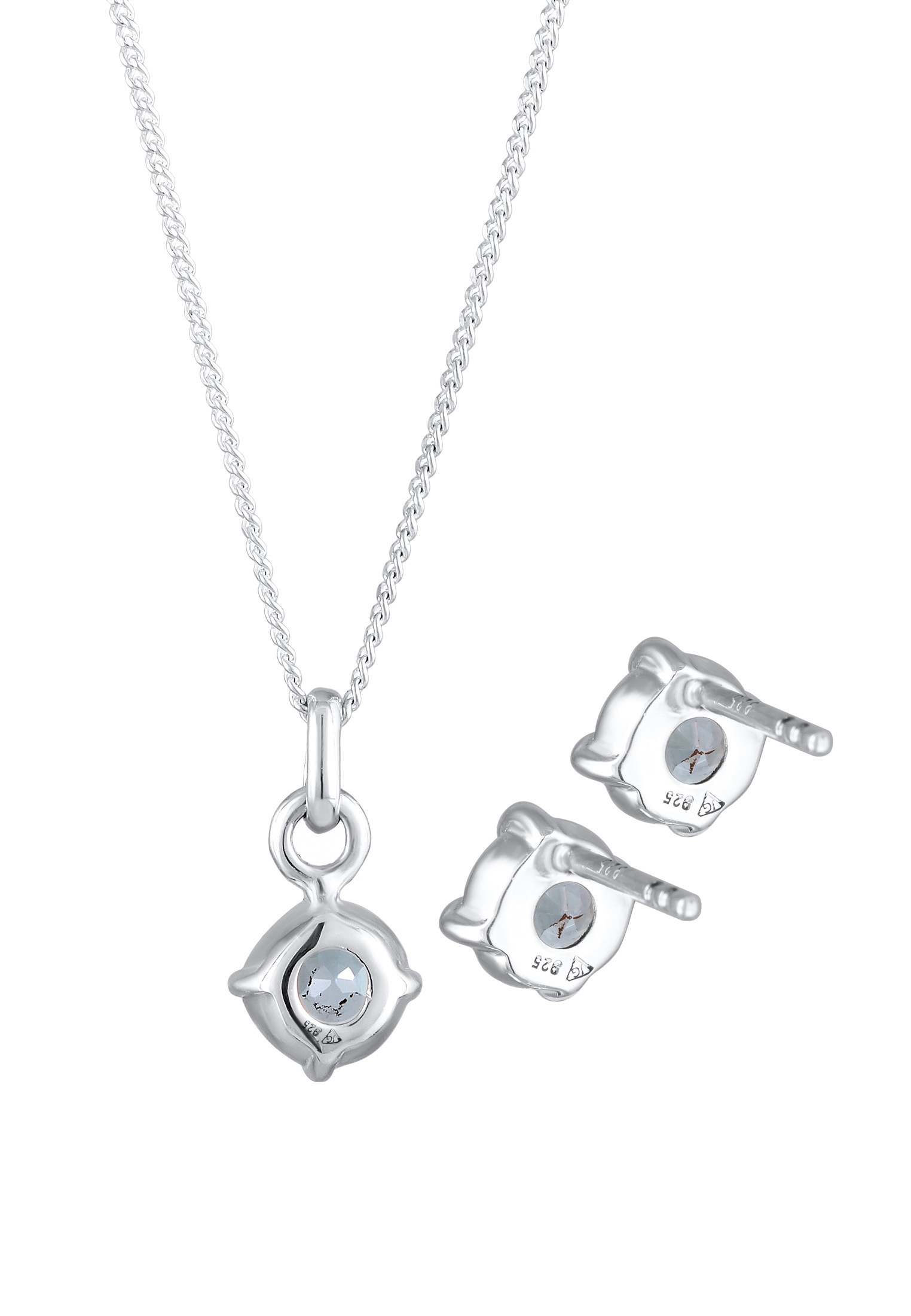 Elli Premium Ohrring und Ketten Set »Schmuckset Topas Ohrstecker Solitär Kette 925 Silber«