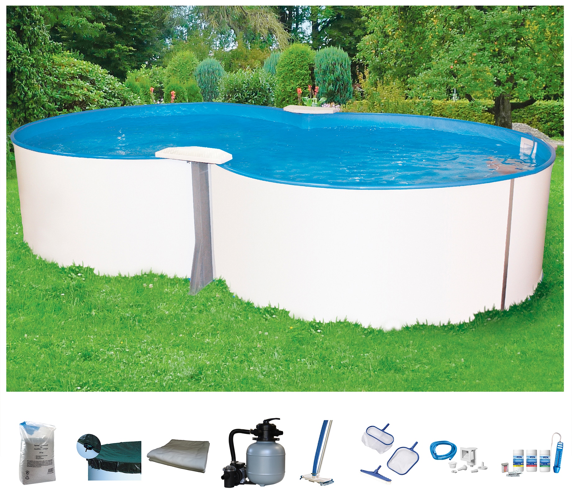 my POOL BWT Achtformpool »PREMIUM«, (Komplett-Set, 9 tlg.), Tiefe 1,35 m, in versch. Größen...